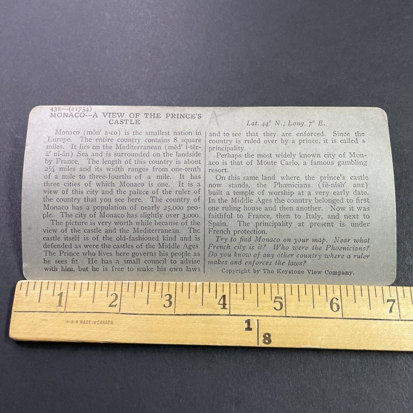 Antique 1910s Castle View In Monaco Stereoview Photo Card P3750