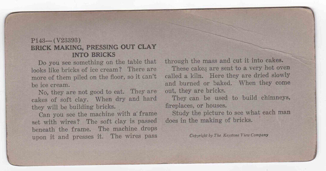 Antique 1920s Chamber Brothers Brick Press Philadelphia PA Stereo Card P146