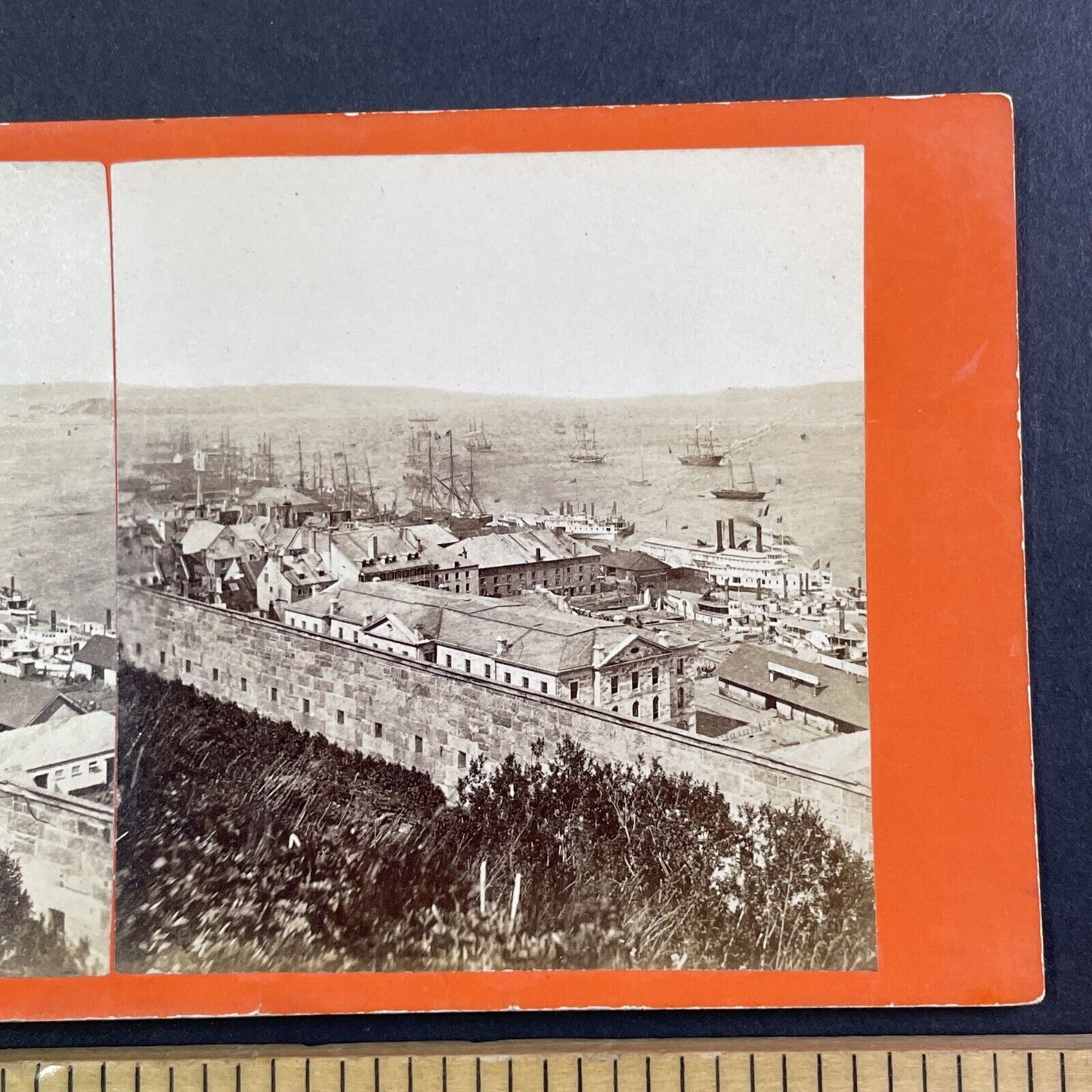 Quebec City Harbour and Ships Canada Stereoview L.P. Vallee c1860s Y1724