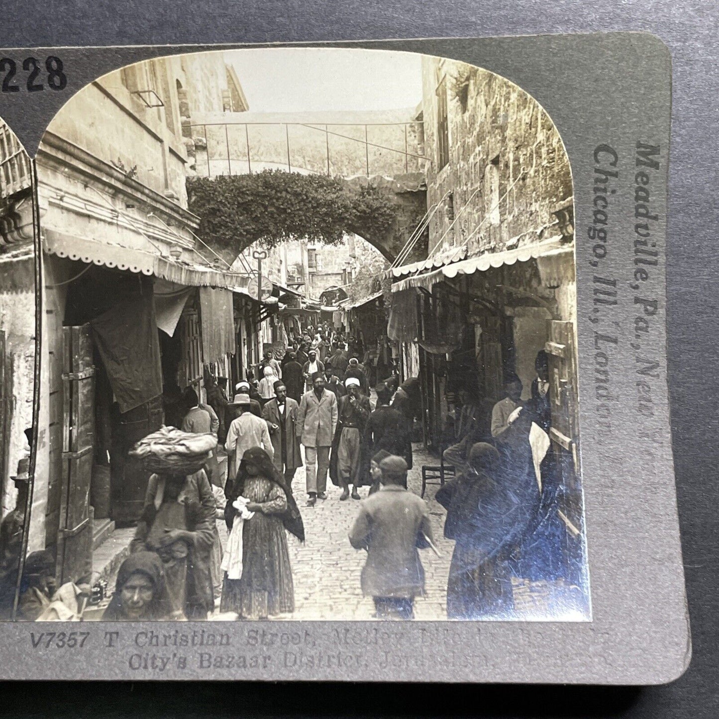 Antique 1918 Christian Street Jerusalem Israel Stereoview Photo Card P1351