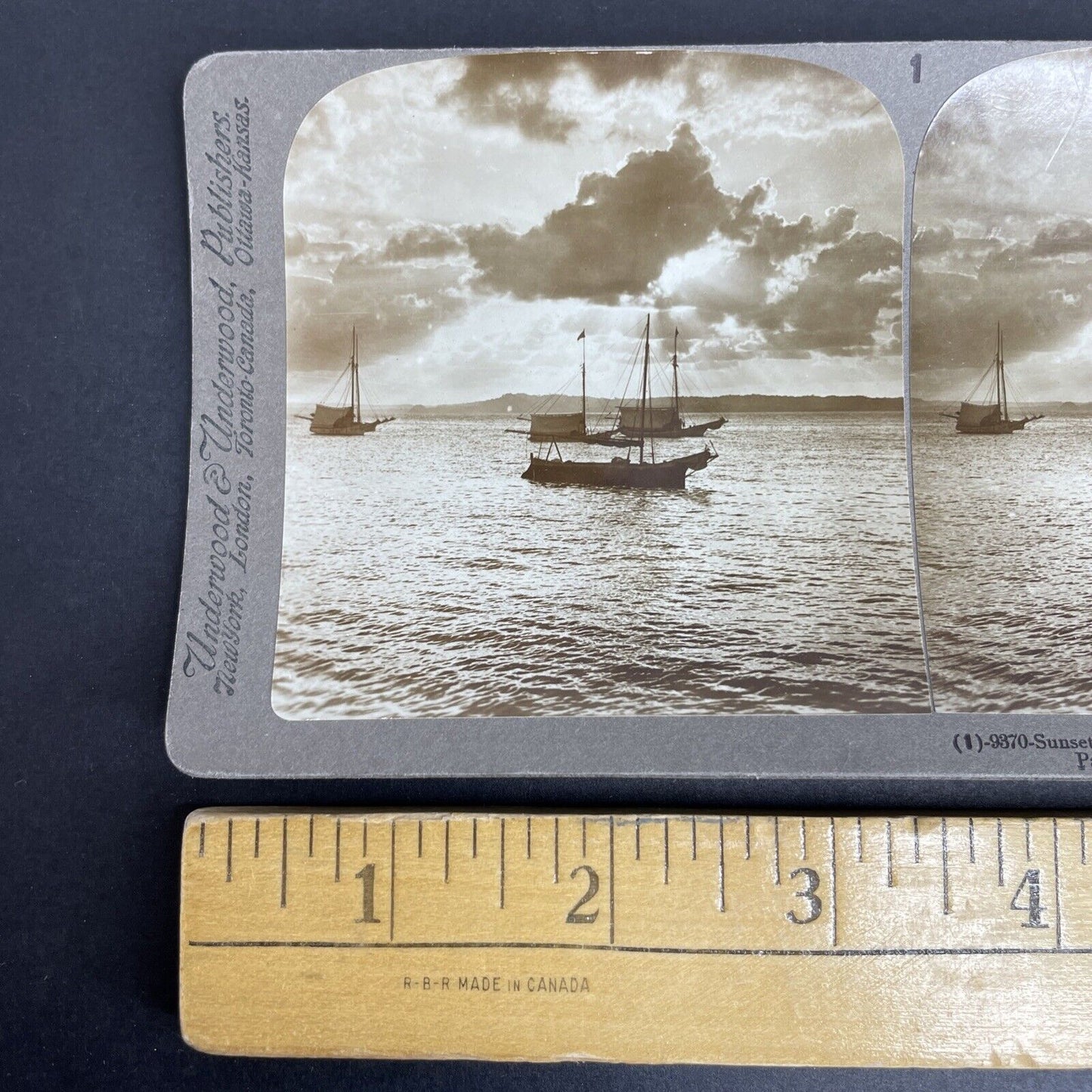 Antique 1903 Small Fishing Boats Coast Of Panama Stereoview Photo Card P923