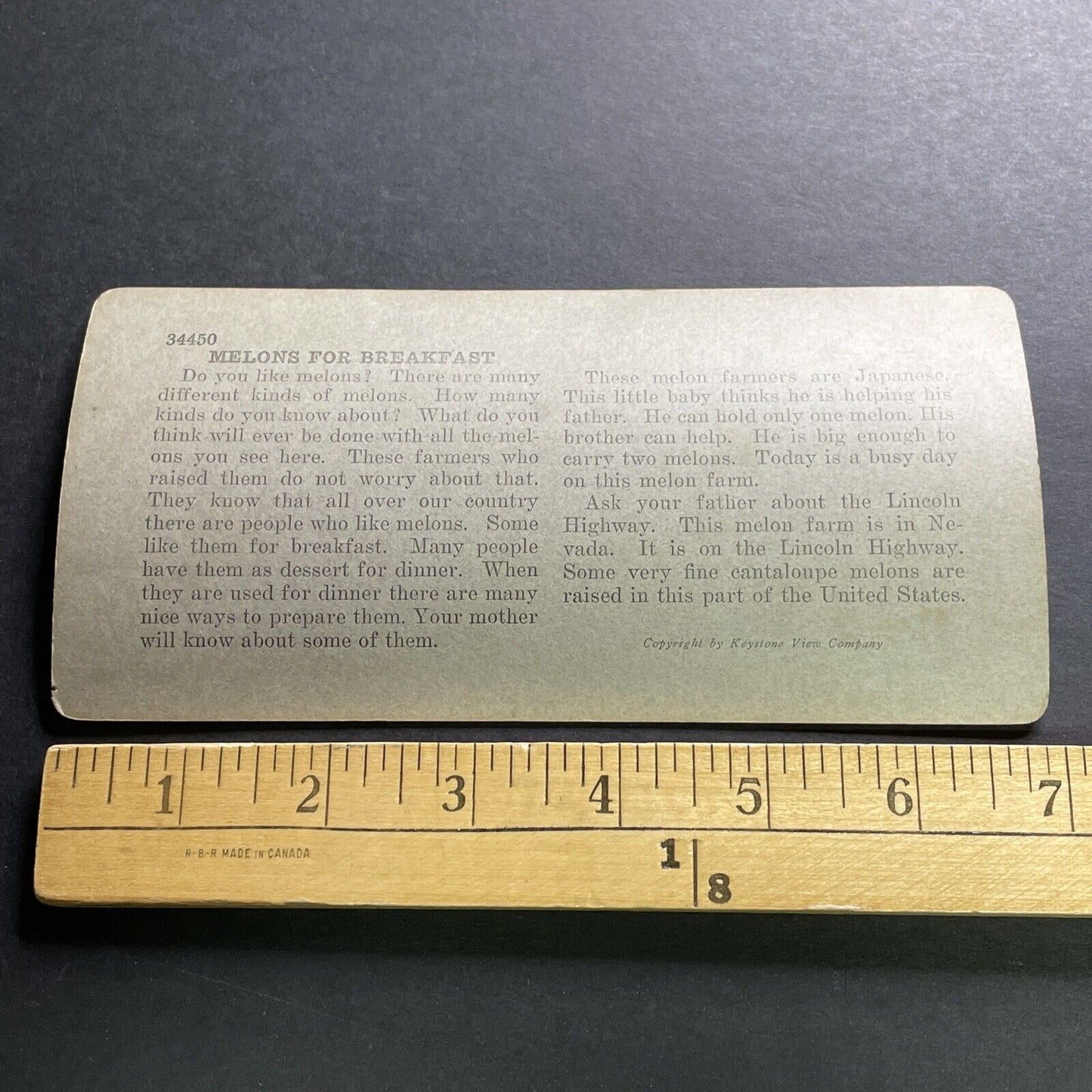 Antique 1918 Japanese Farmers Pick Watermelon Nevada Stereoview Photo Card P1269