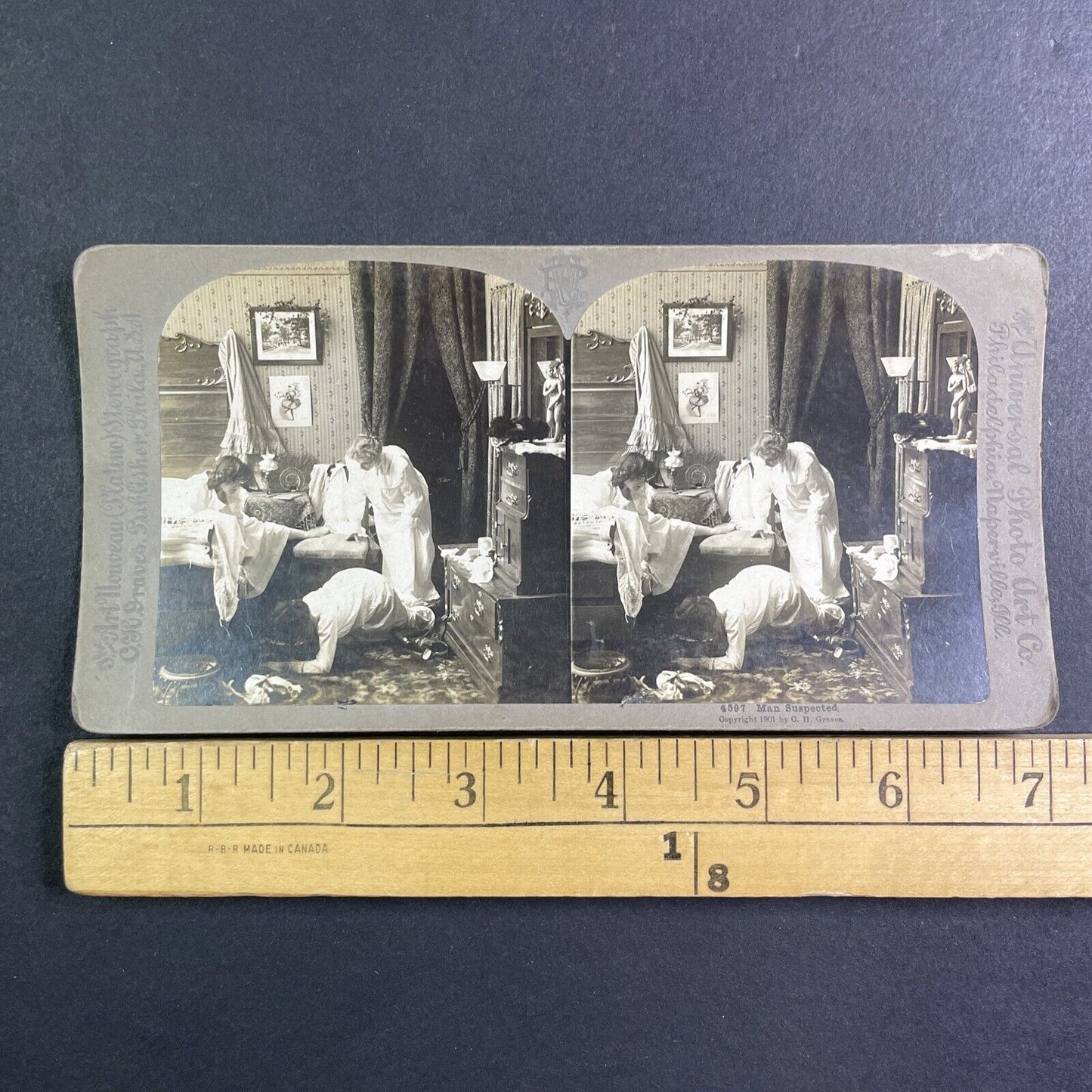 Lot of 4 Intruder Series #4596-4599 Stereoview C.H. Graves Antique c1903 Y1230