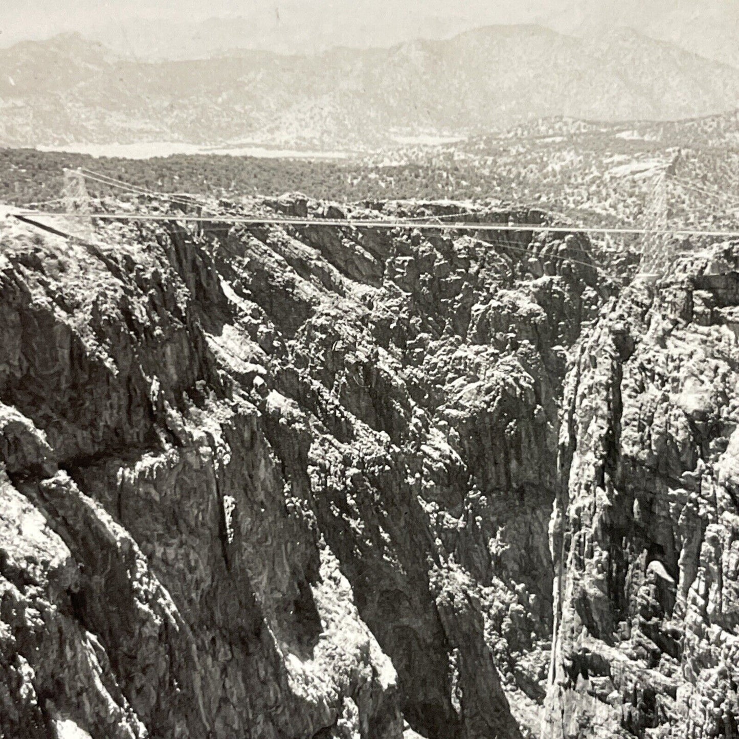Antique 1920s Royal Gorge Bridge Canon City CO Stereoview Photo Card V2822