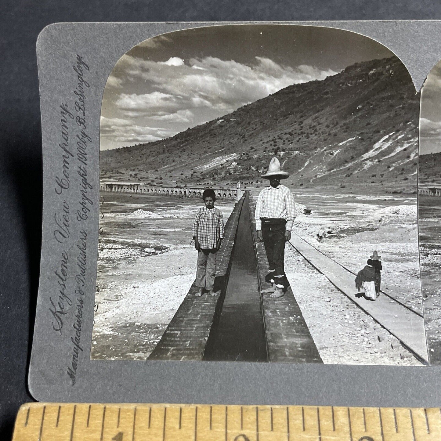 Antique 1900 Freshwater Aqueduct Guadalupe Mexico Stereoview Photo Card P4438