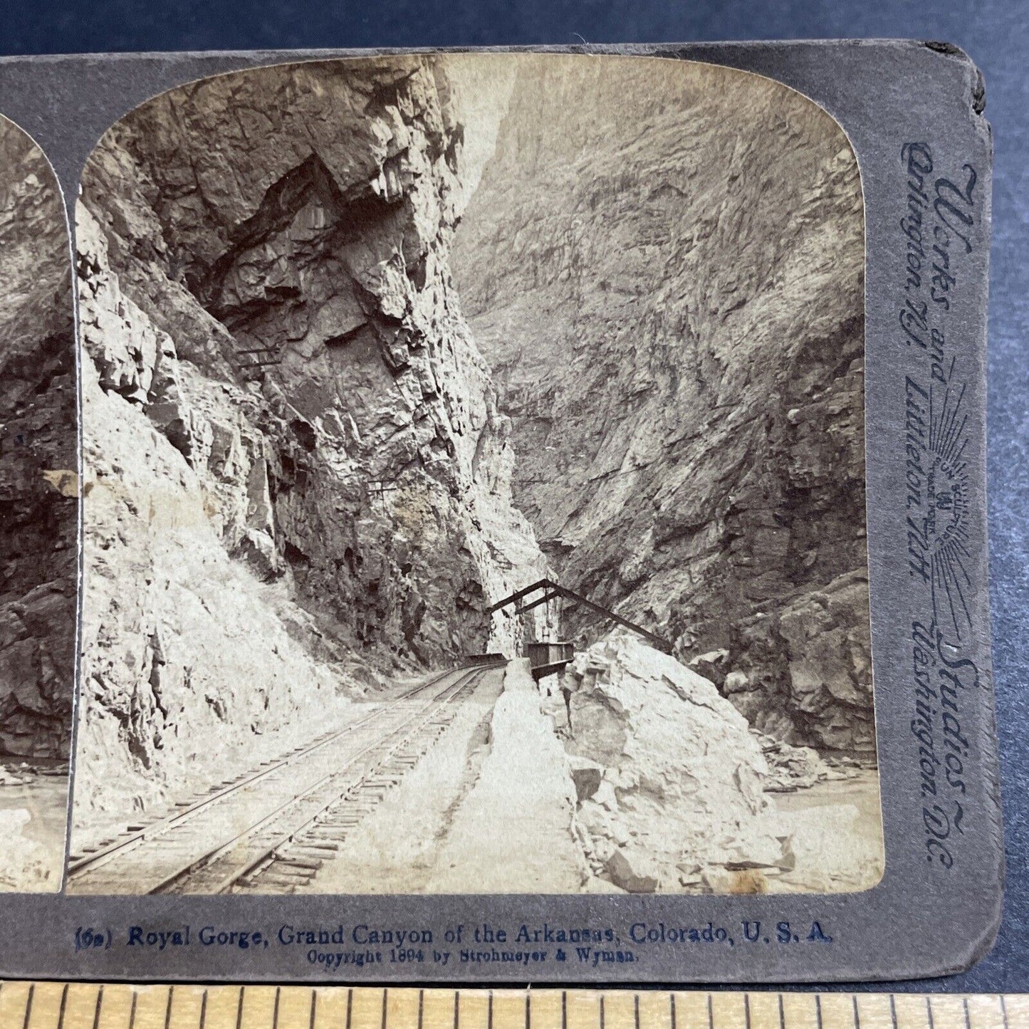 Antique 1894 Royal Gorge Railroad Colorado Stereoview Photo Card P5216