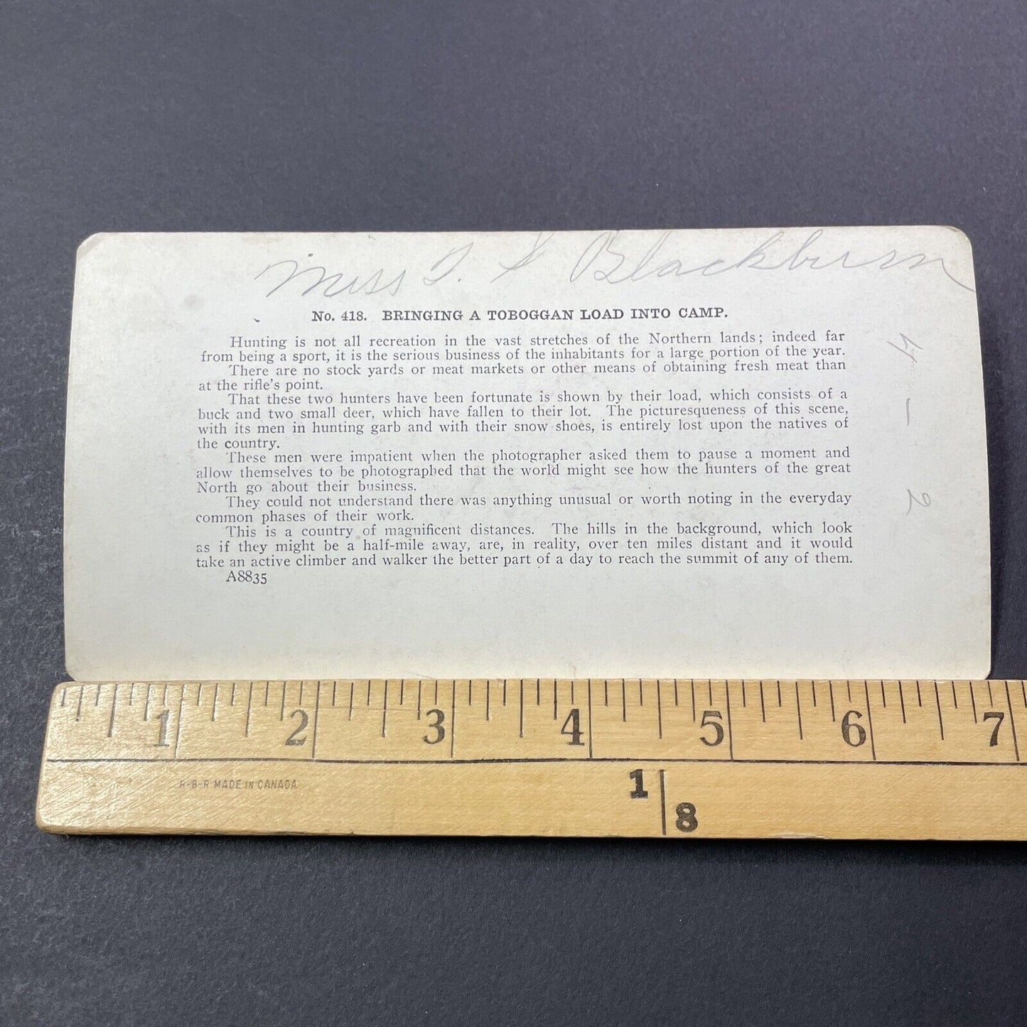 Antique 1910s Snowshoe Hunters Drag Elk Stereoview Photo Card V3337