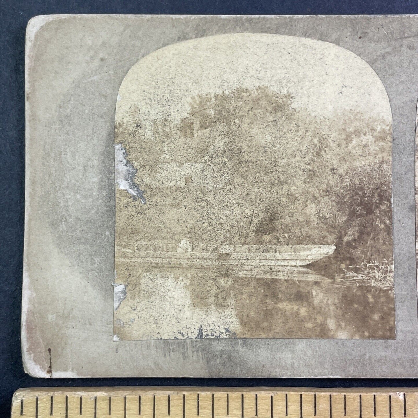 Early Photo of Wealthy Elites Fishing Stereoview Salt Print Antique c1850 Y470