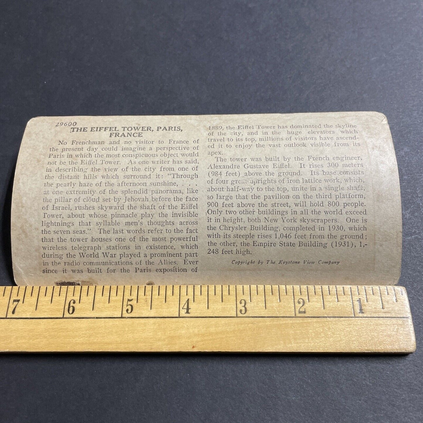 Antique 1930s The Eiffel Tower In Paris France Stereoview Photo Card P4991