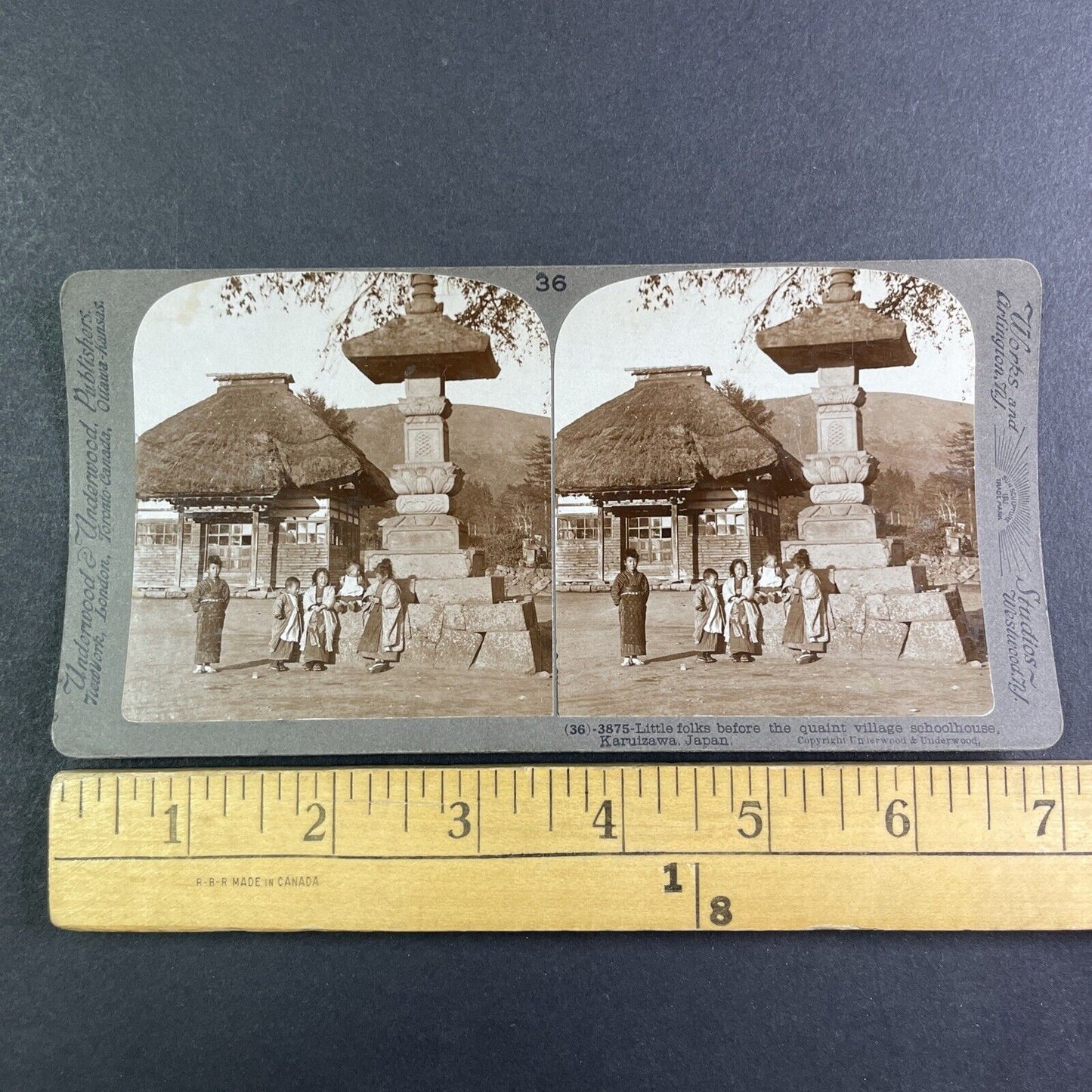 School House in Karuizawa Japan Stereoview Schoolhouse Antique c1904 Y2597