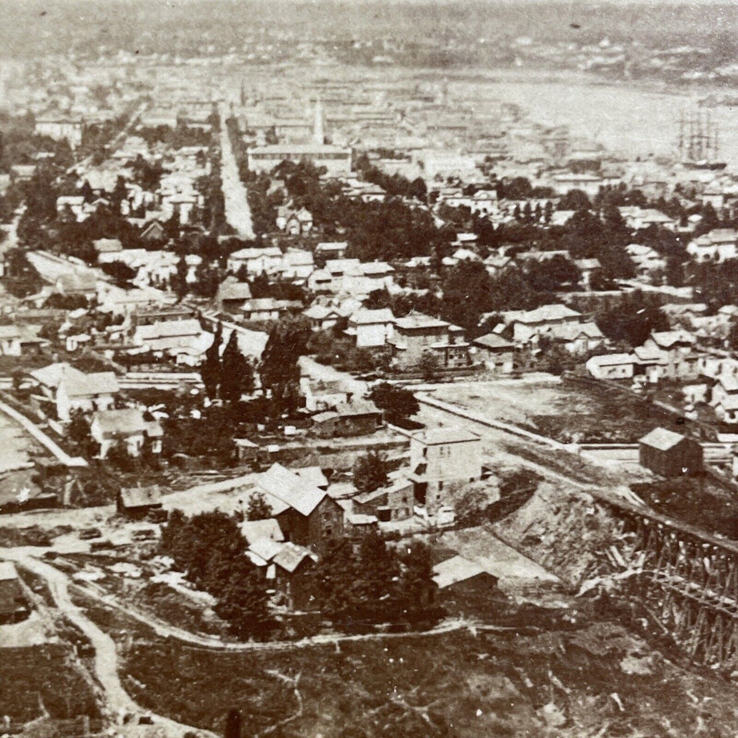 Antique 1870s Portland Oregon City View Stereoview Photo Card V535