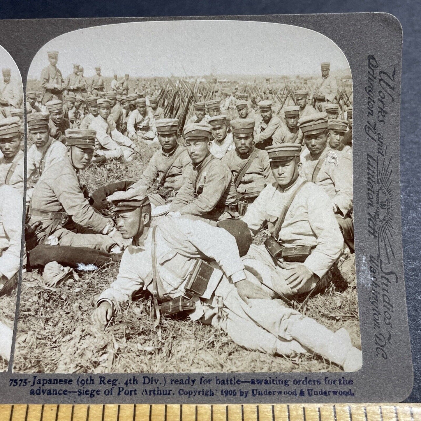 Antique 1905 Japan 9th Regiment Ready For Battle Stereoview Photo Card P380-08