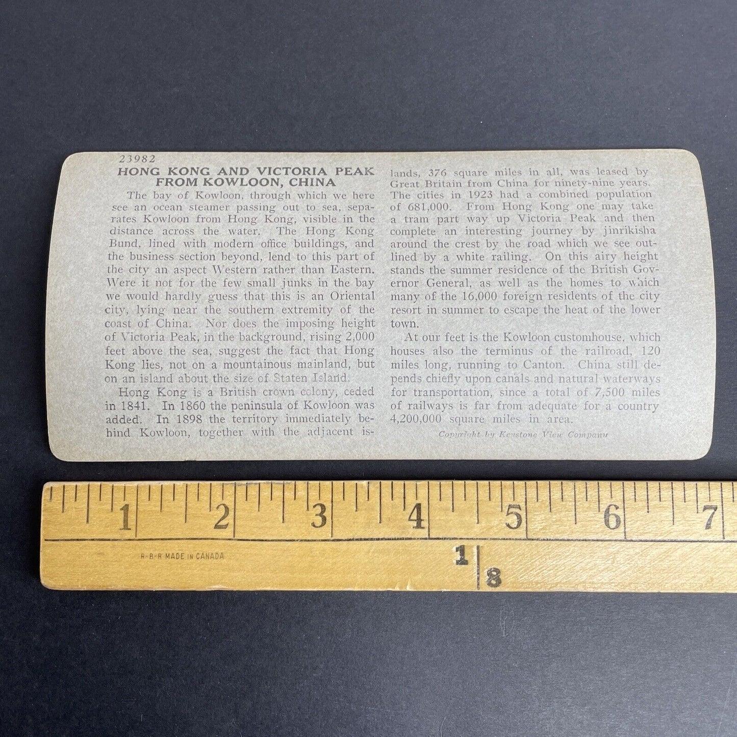Antique 1924 Hong Kong City Coastal View Stereoview Photo Card P980