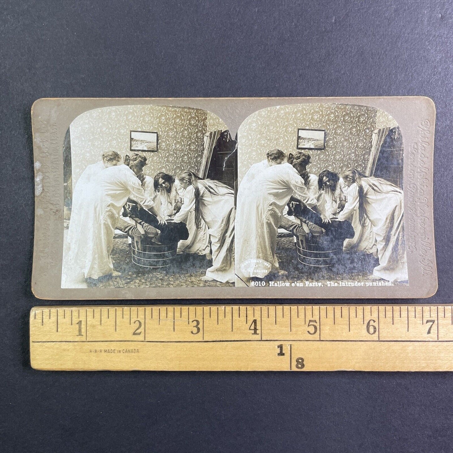 Lot of 2 Halloween Series 6009 & 6010 Stereoview C.H. Graves c1899 Y1232