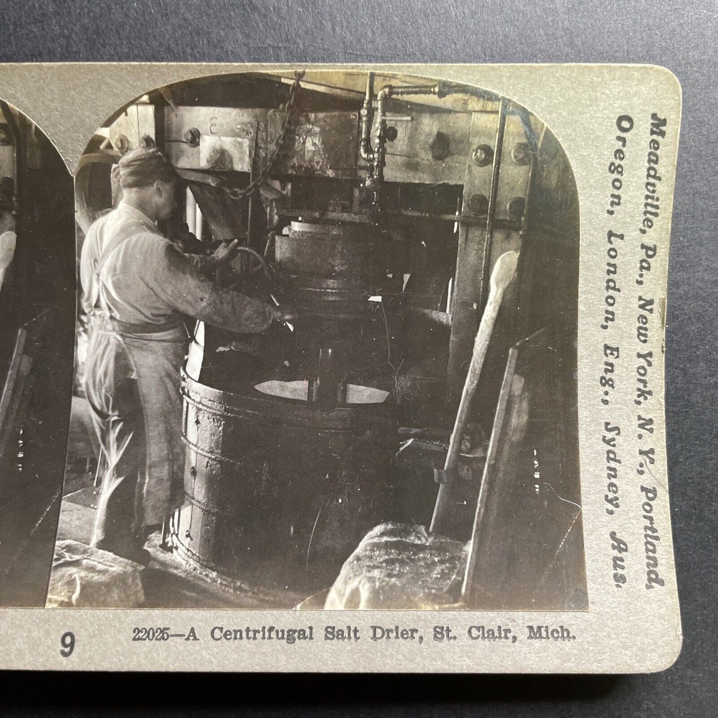 Antique 1918 Salt Centrifuge St Clair Michigan Stereoview Photo Card P1767