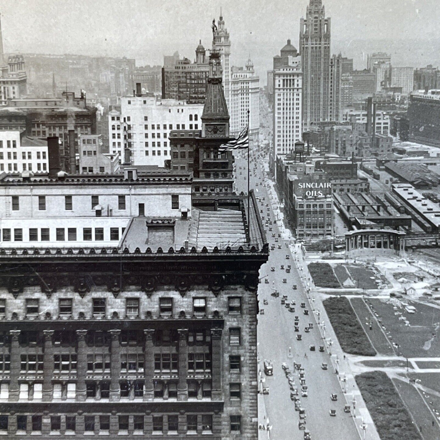 Antique 1920s Michigan Avenue Chicago Illinois Stereoview Photo Card P3159