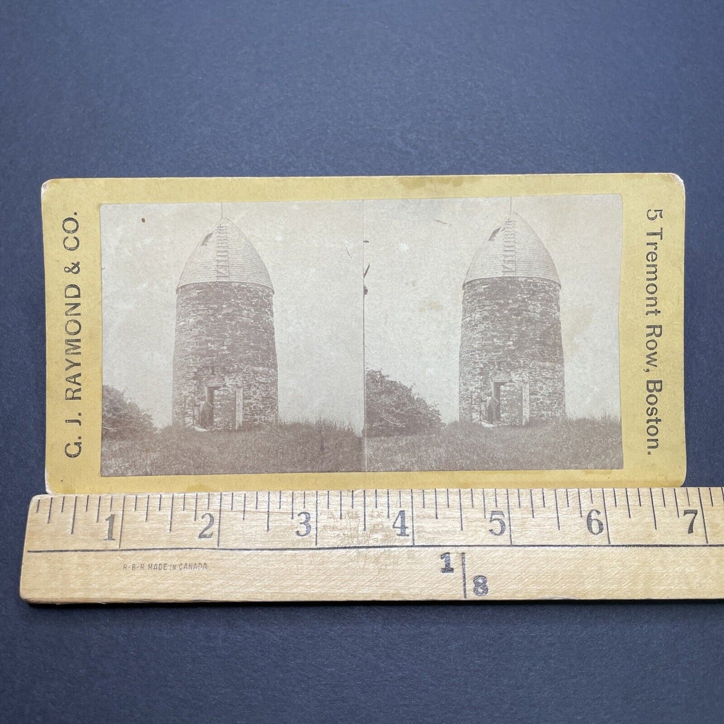 Antique 1870s Old Powder House Somerville Mass Stereoview Photo Card V1741