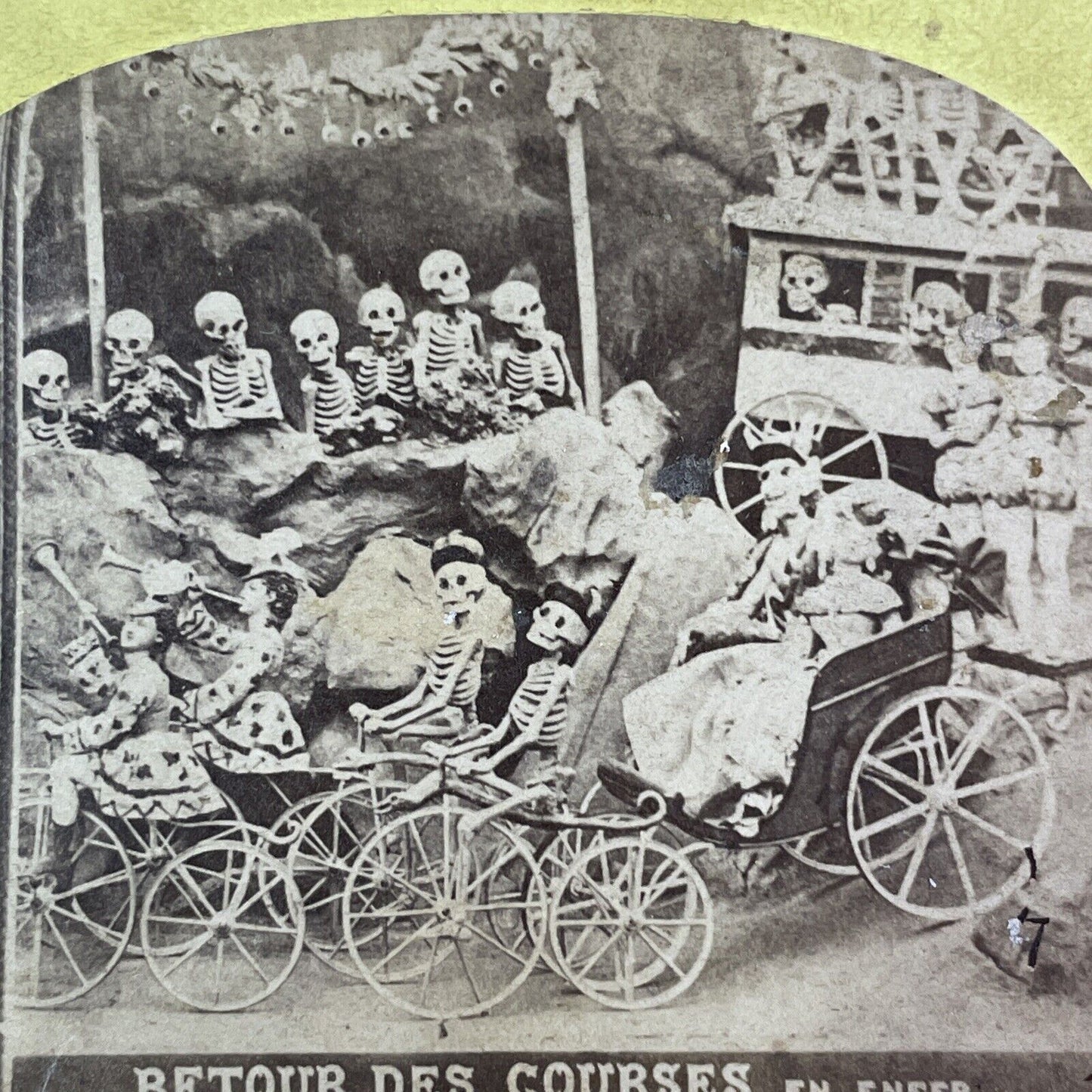 Diablerie Devil Skeleton Parade of the Dead Stereoview Antique c1870s Y1305 RARE