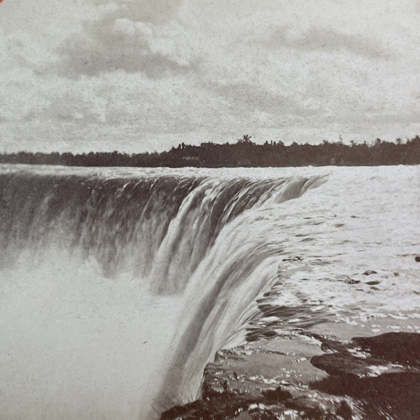 Niagara Falls Top Edge Canada Stereoview George Curtis Antique c1870 Y2436
