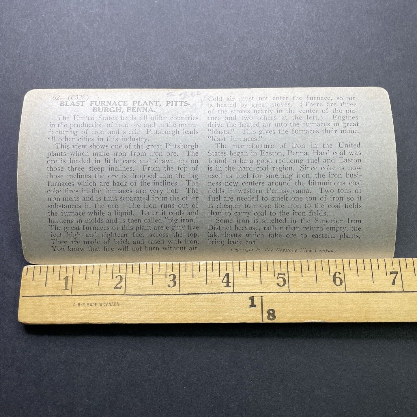 Antique 1916 Steel Blast Furnaces Pittsburgh PA Stereoview Photo Card P2425