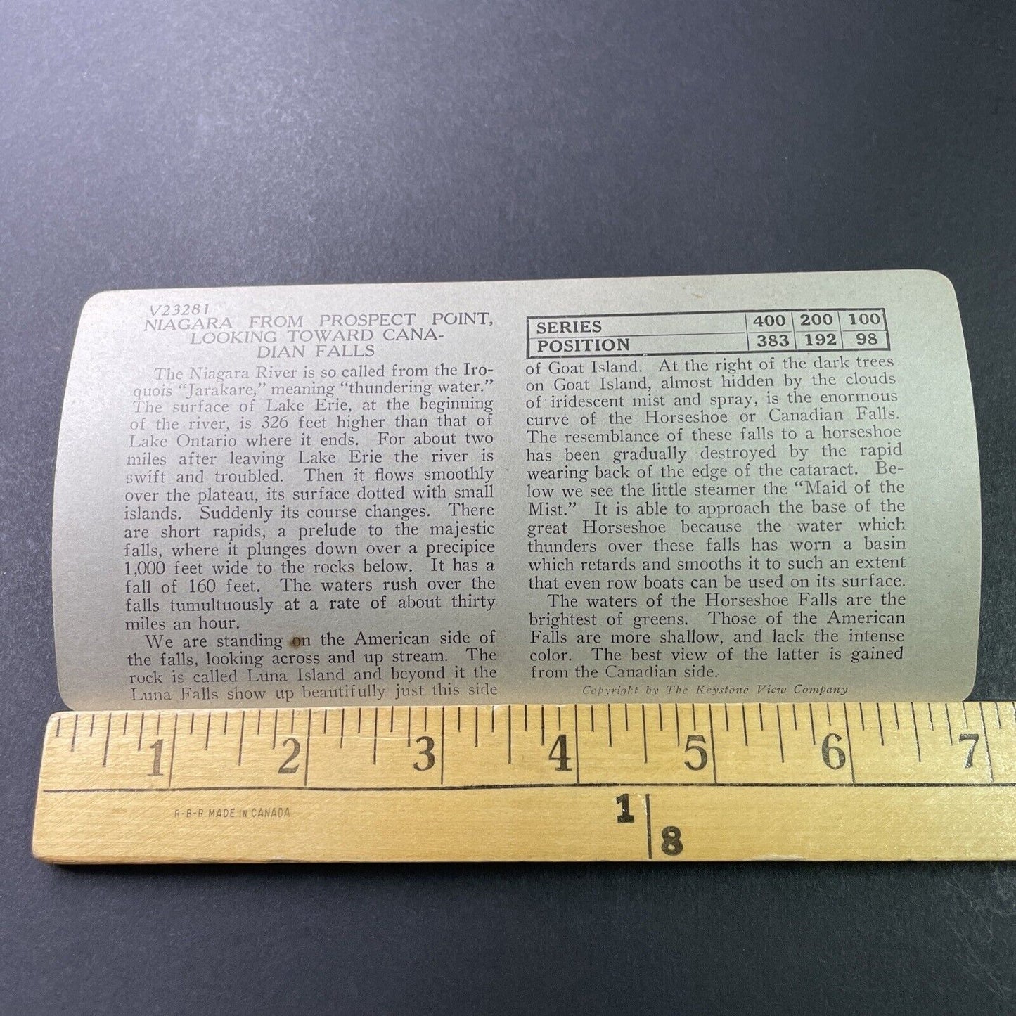 Antique 1920s Top Of Niagara Falls US Side Stereoview Photo Card P3283