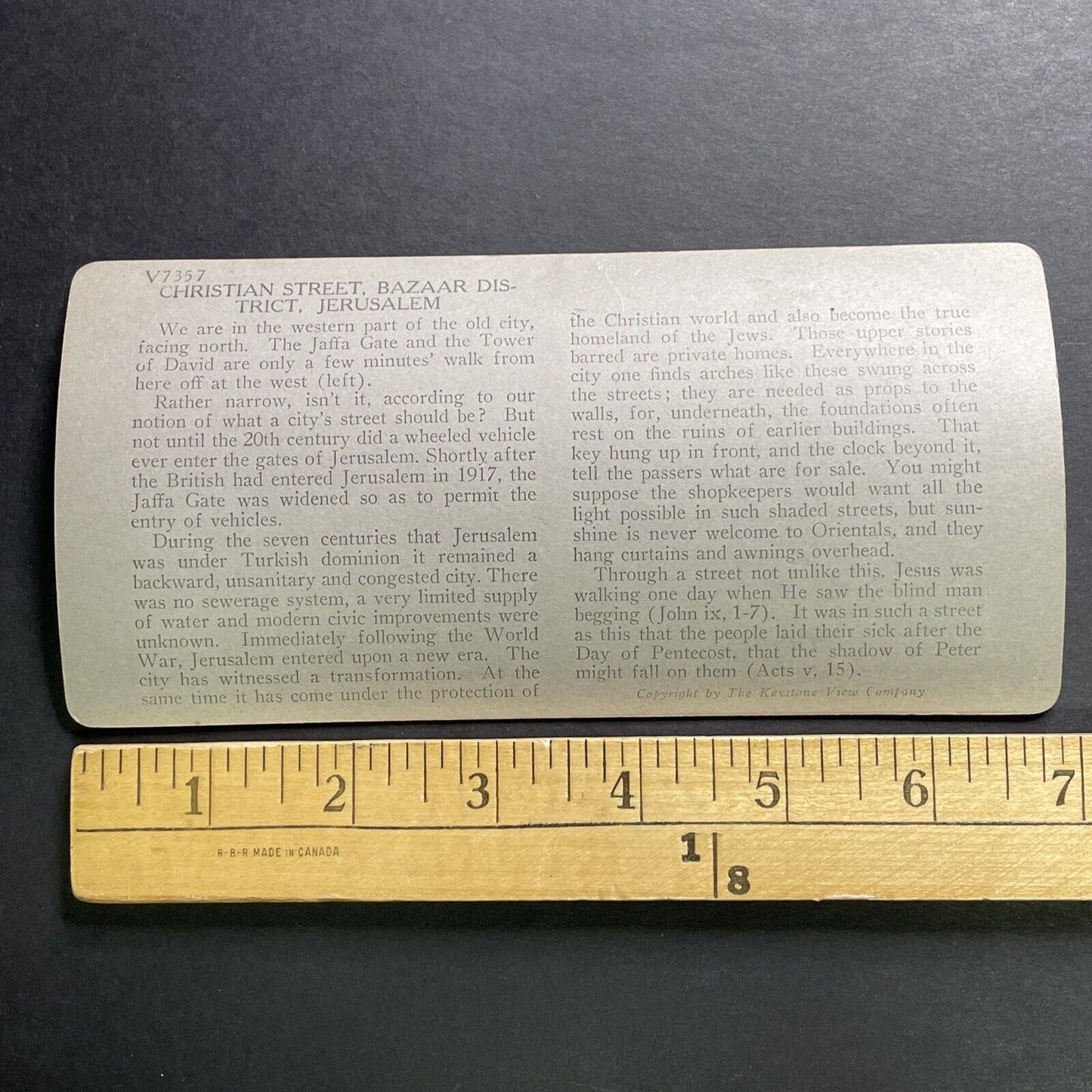 Antique 1918 Christian Street Jerusalem Israel Stereoview Photo Card P1351