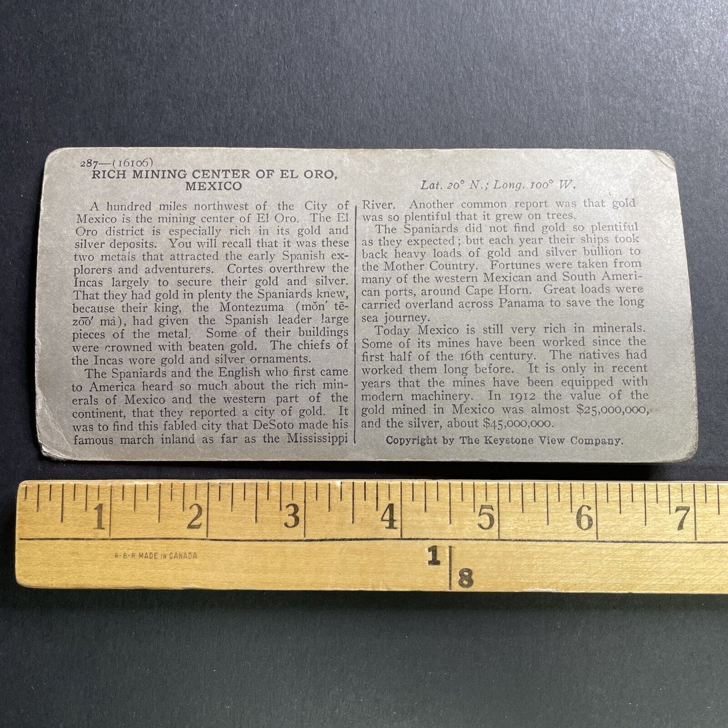 Antique 1913 El Oro Gold Mine Hidalgo Mexico Stereoview Photo Card P1607