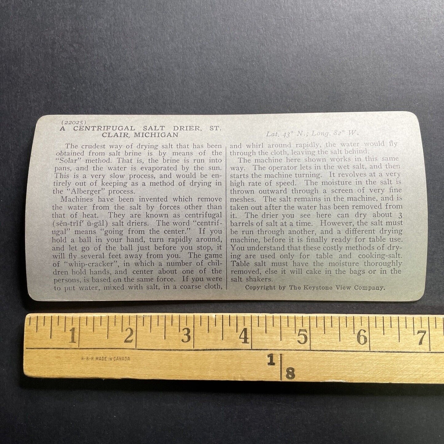 Antique 1918 Salt Centrifuge St Clair Michigan Stereoview Photo Card P1767