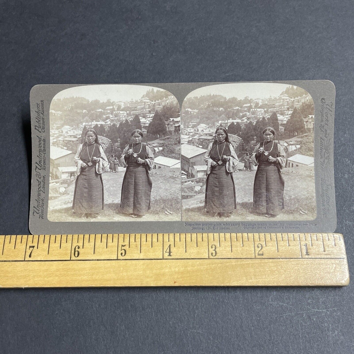 Antique 1903 Nepalese Mountain Climbing Women Stereoview Photo Card P5660
