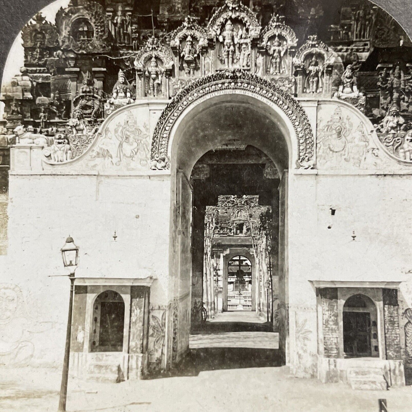 Antique 1906 The Great Pagoda Thanjavur India Stereoview Photo Card P4454