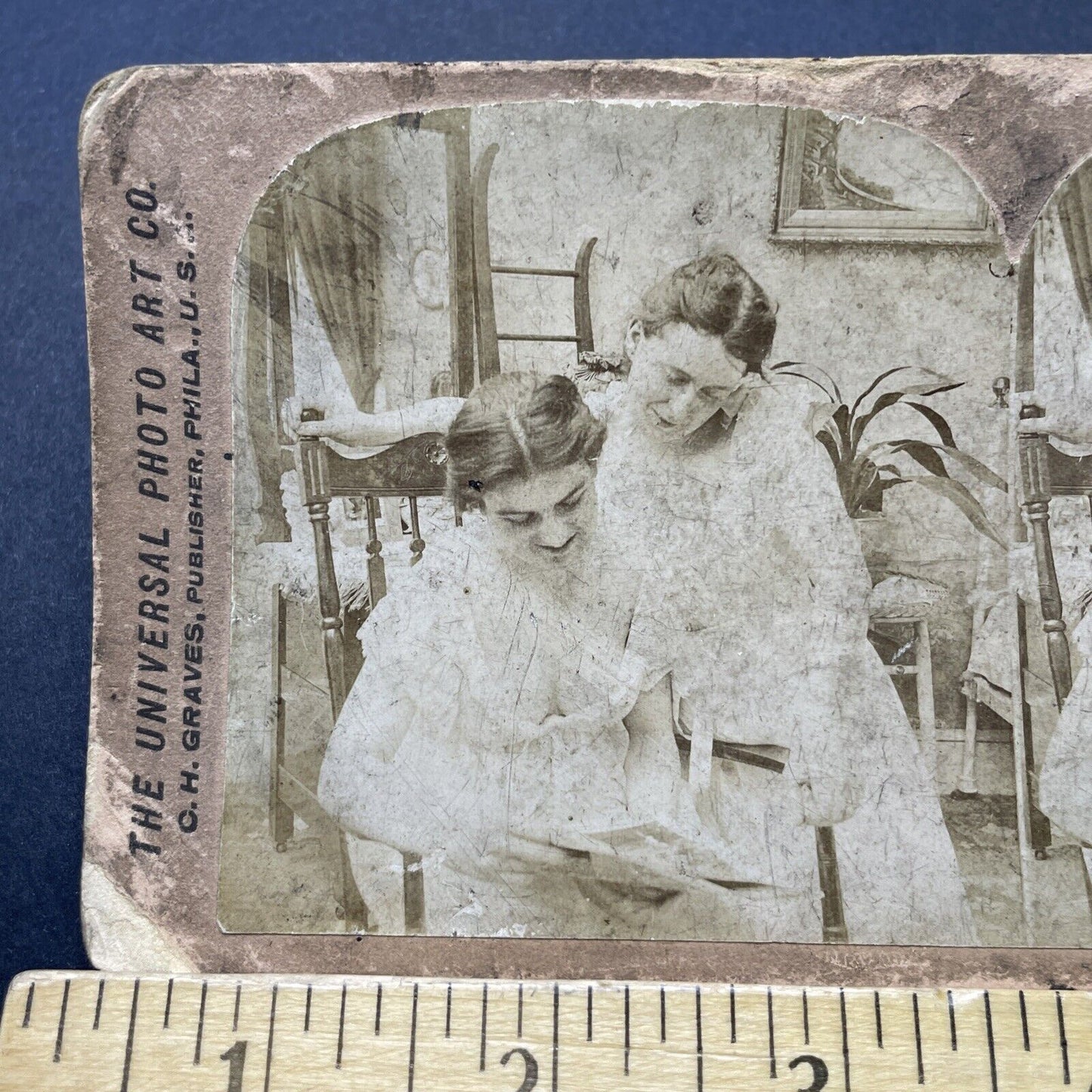 Antique 1890s Woman In Low Cut Risque Nightgown Stereoview Photo Card P2543