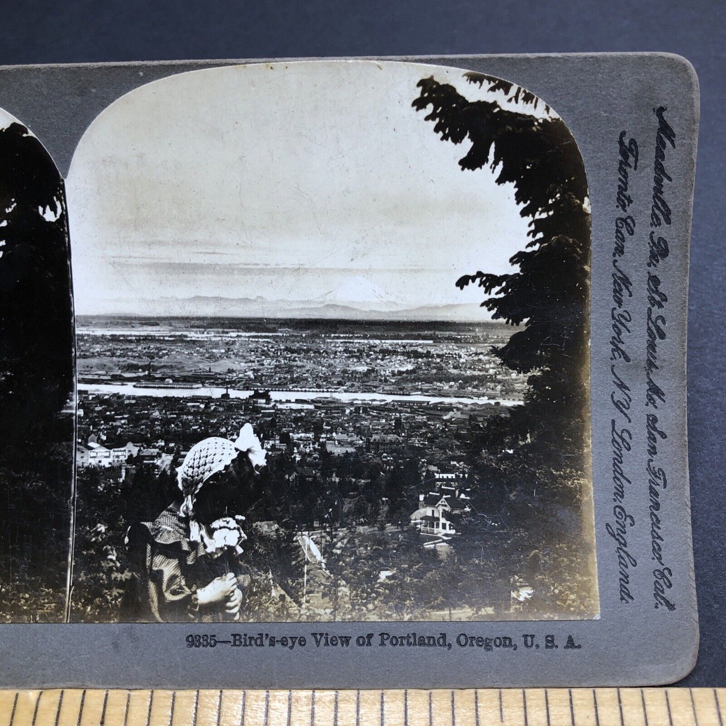 Antique 1898 Portland Oregon City View Birds Eye Stereoview Photo Card P1955