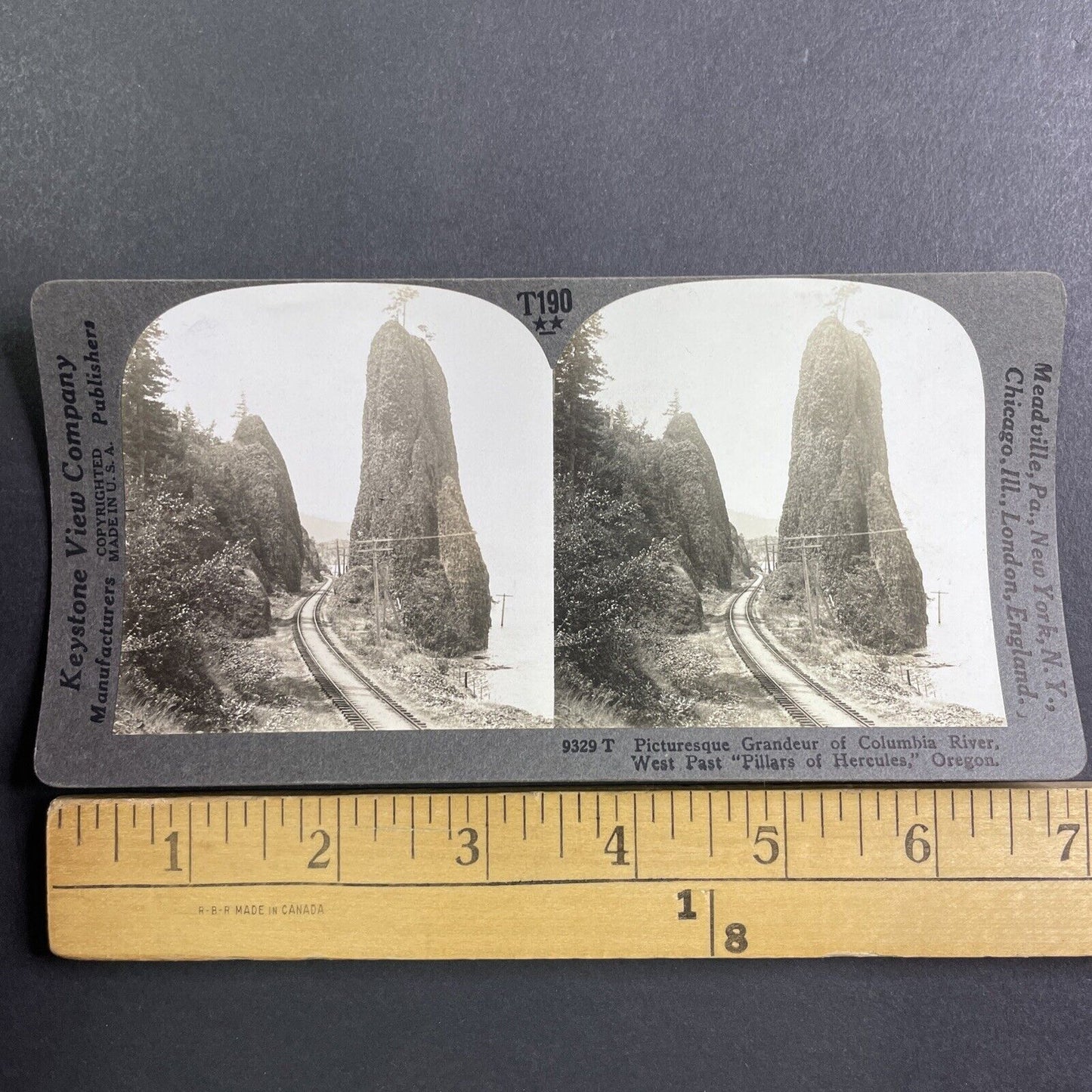 Pillars of Hercules Railroad Pass Oregon Stereoview Antique c1910s Y1184