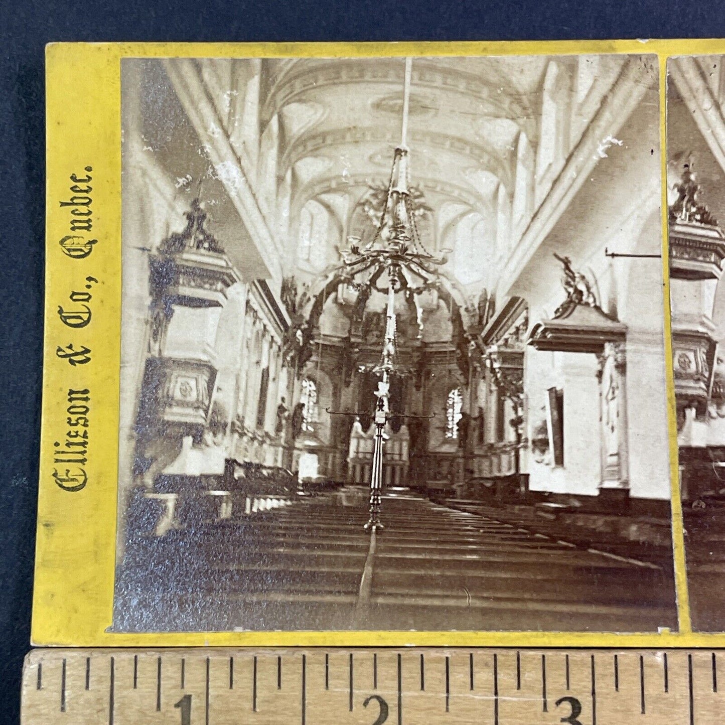 Cathedral Basilica Notre Dame de Quebec Stereoview Ellisson Antique c1872 X1816