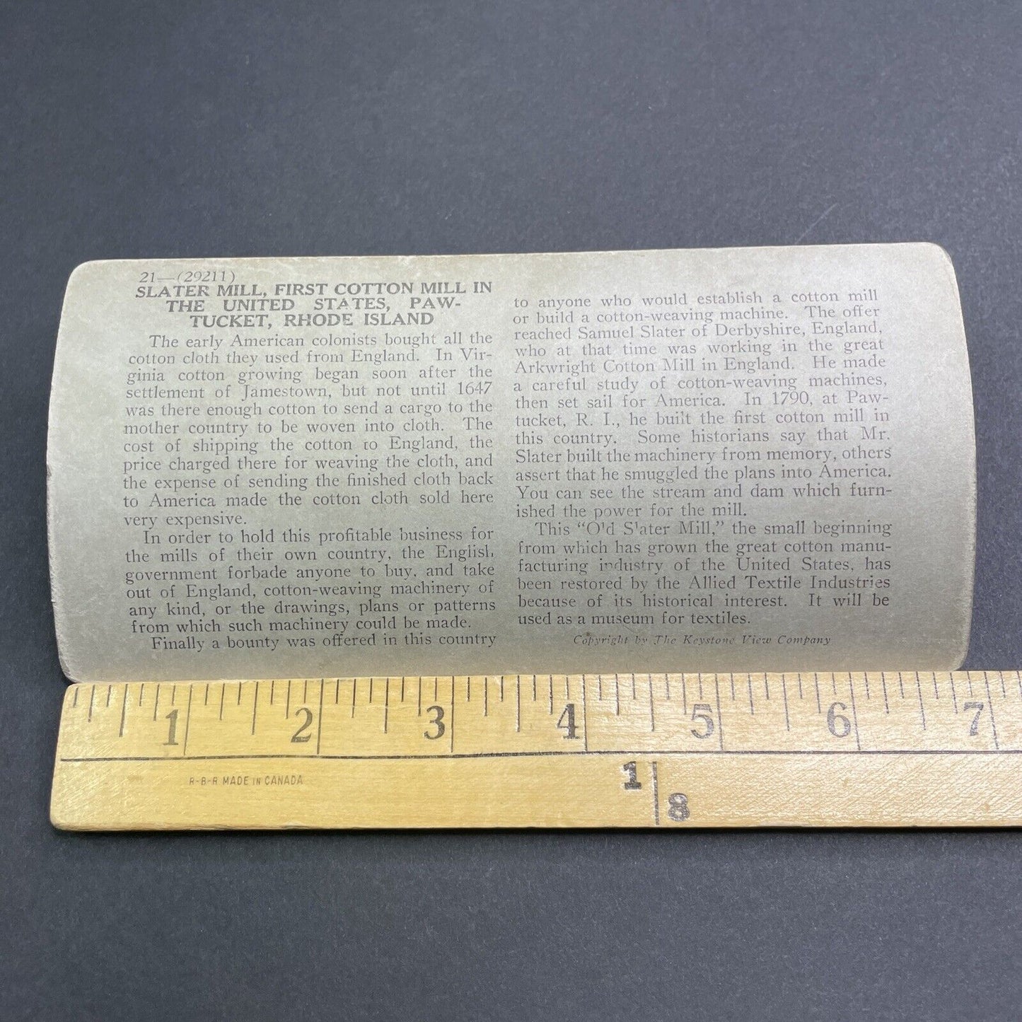 Antique 1920 Slater Cotton Mill Pawtucket RI Stereoview Photo Card P1906