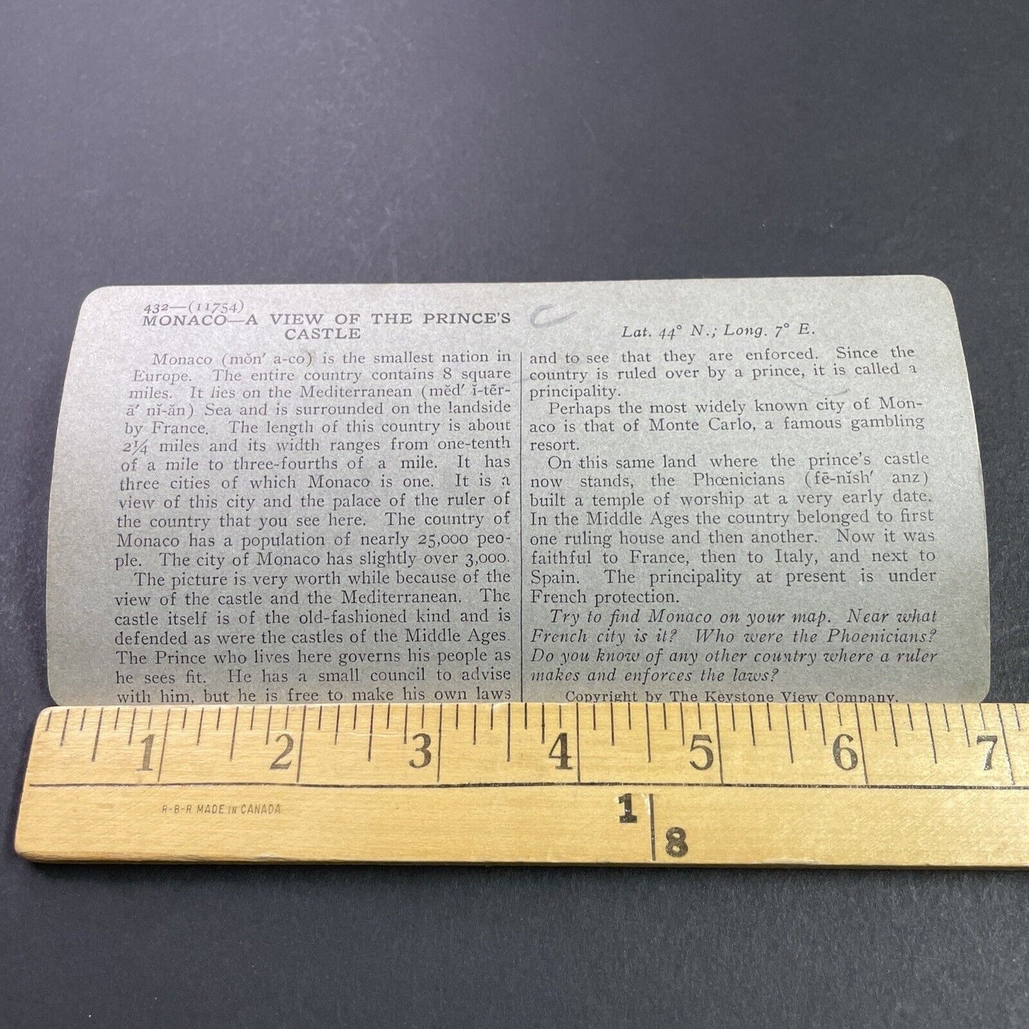 Antique 1910s Monaco Coastal Ocean View Stereoview Photo Card P3692