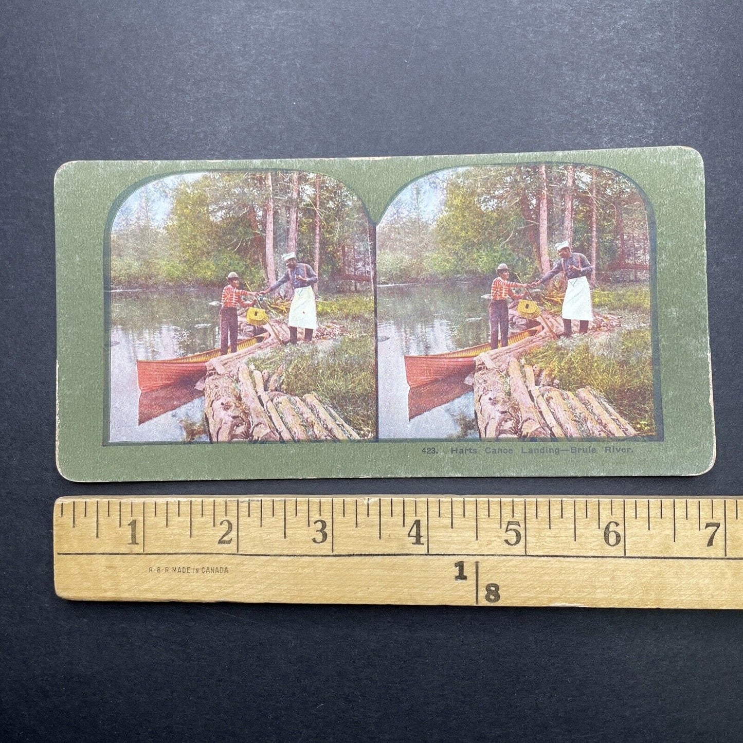 Antique 1899 Bringing Fish To The Cook Brule WI Stereoview Photo Card P580-068