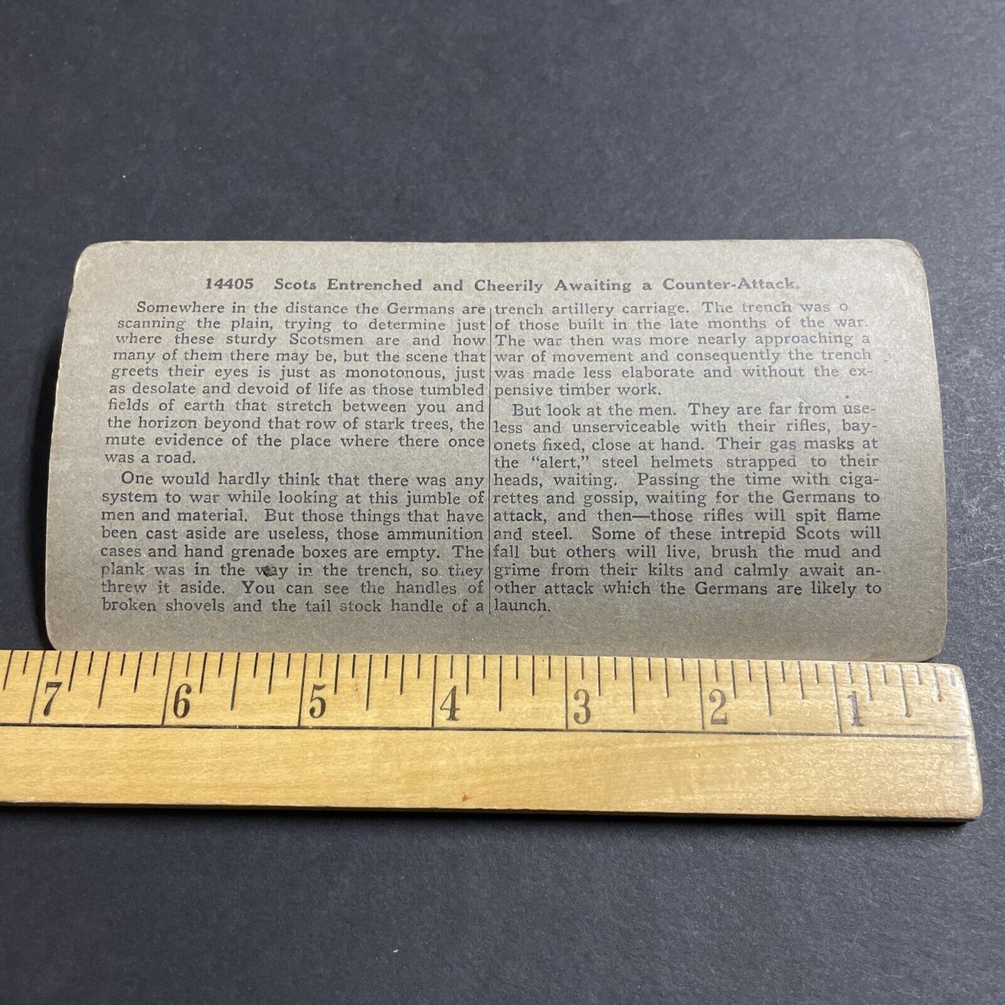 Antique 1916 Scottish WW1 Soldiers In Trench Warfare Stereoview Photo Card P4989