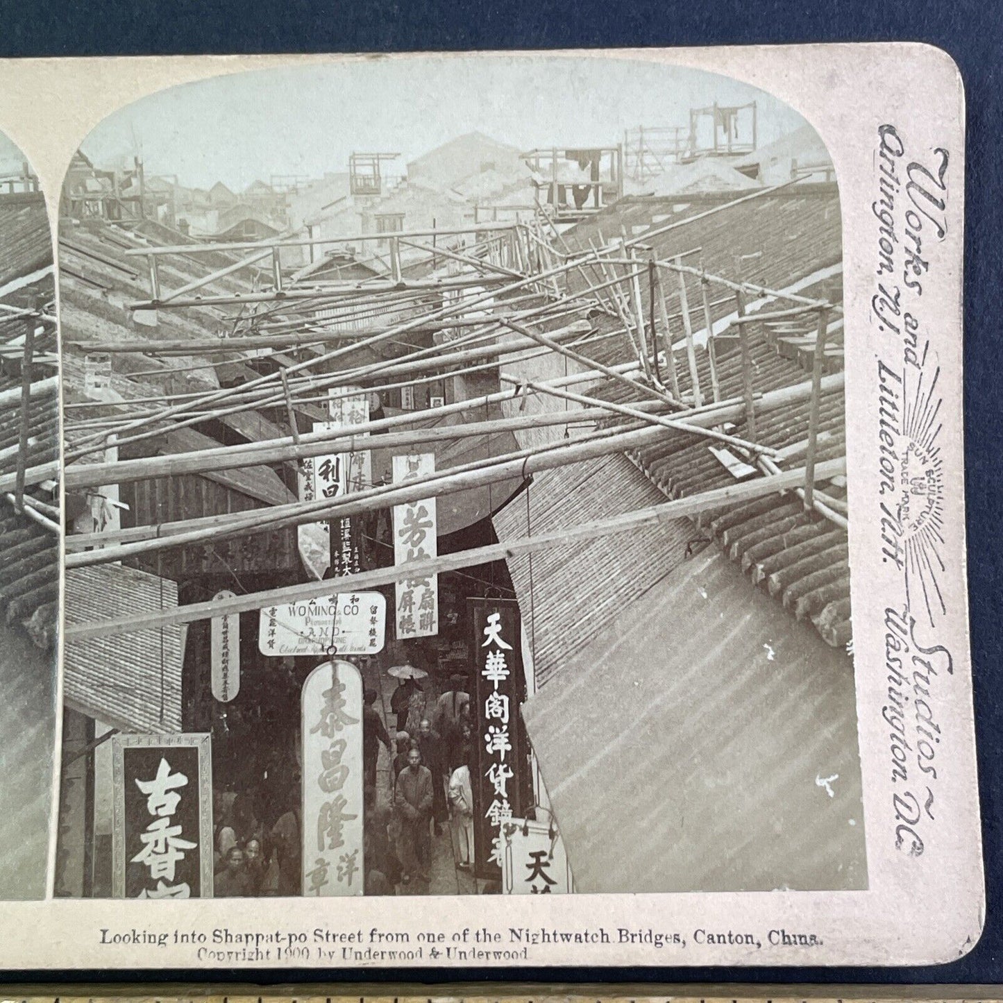 Guangzhou China Market and City View Stereoview Antique c1900 X4150