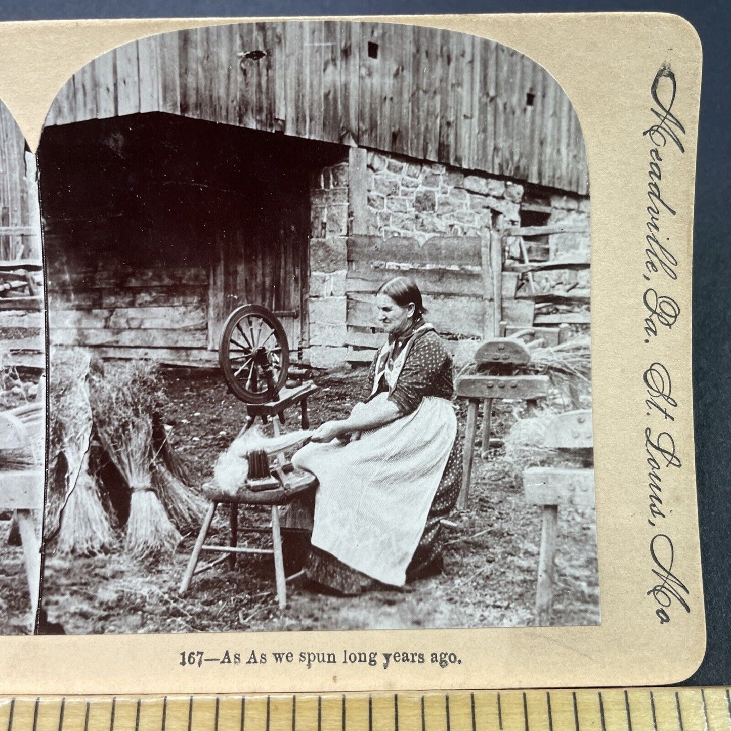 Antique 1880s Woman Spins Wool St. Louis Missouri Stereoview Photo Card P3115