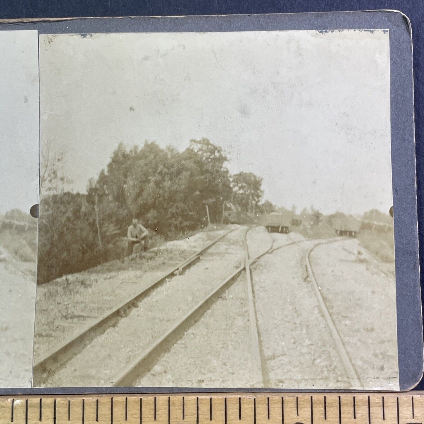 Switching Track Switchman Railroad Stereoview New York? Antique c1910 X2464