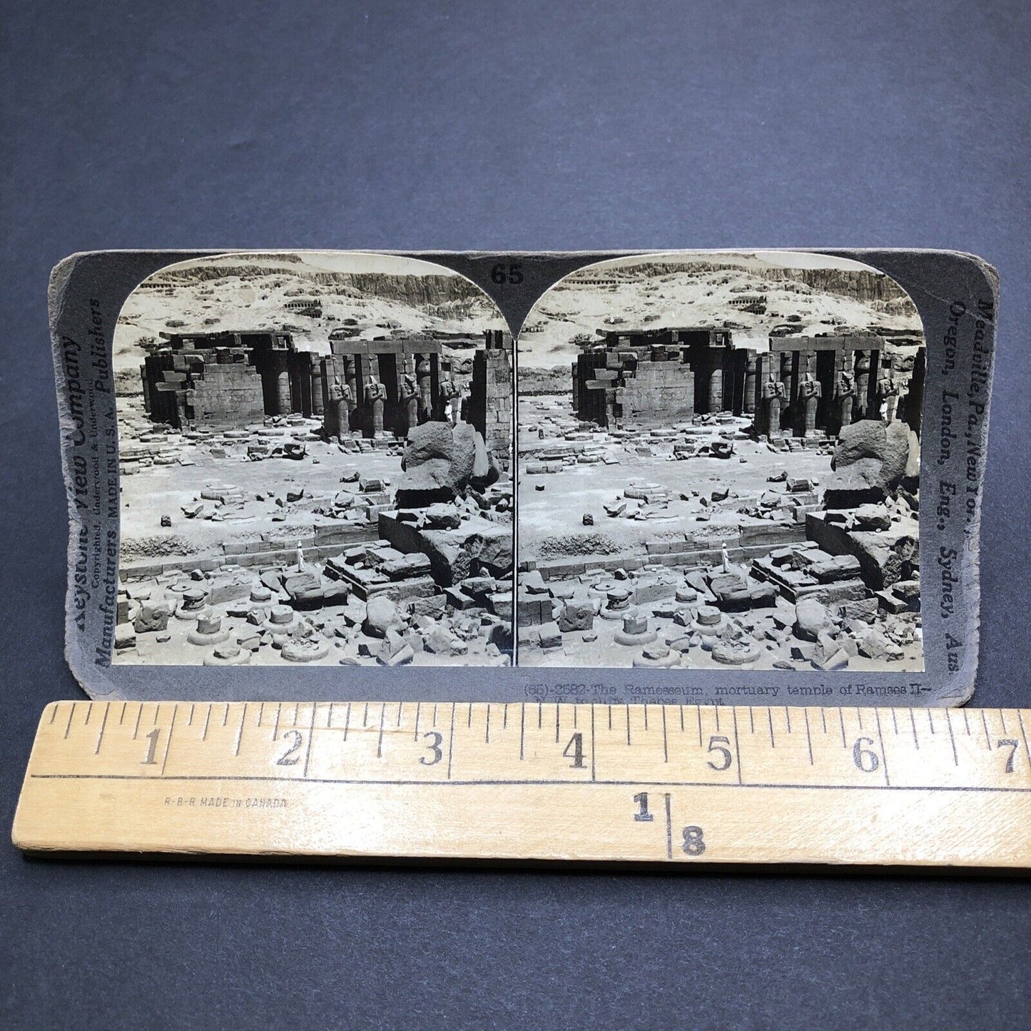 Antique 1910s Ramesseum Temple Luxor Egypt Stereoview Photo Card P2042