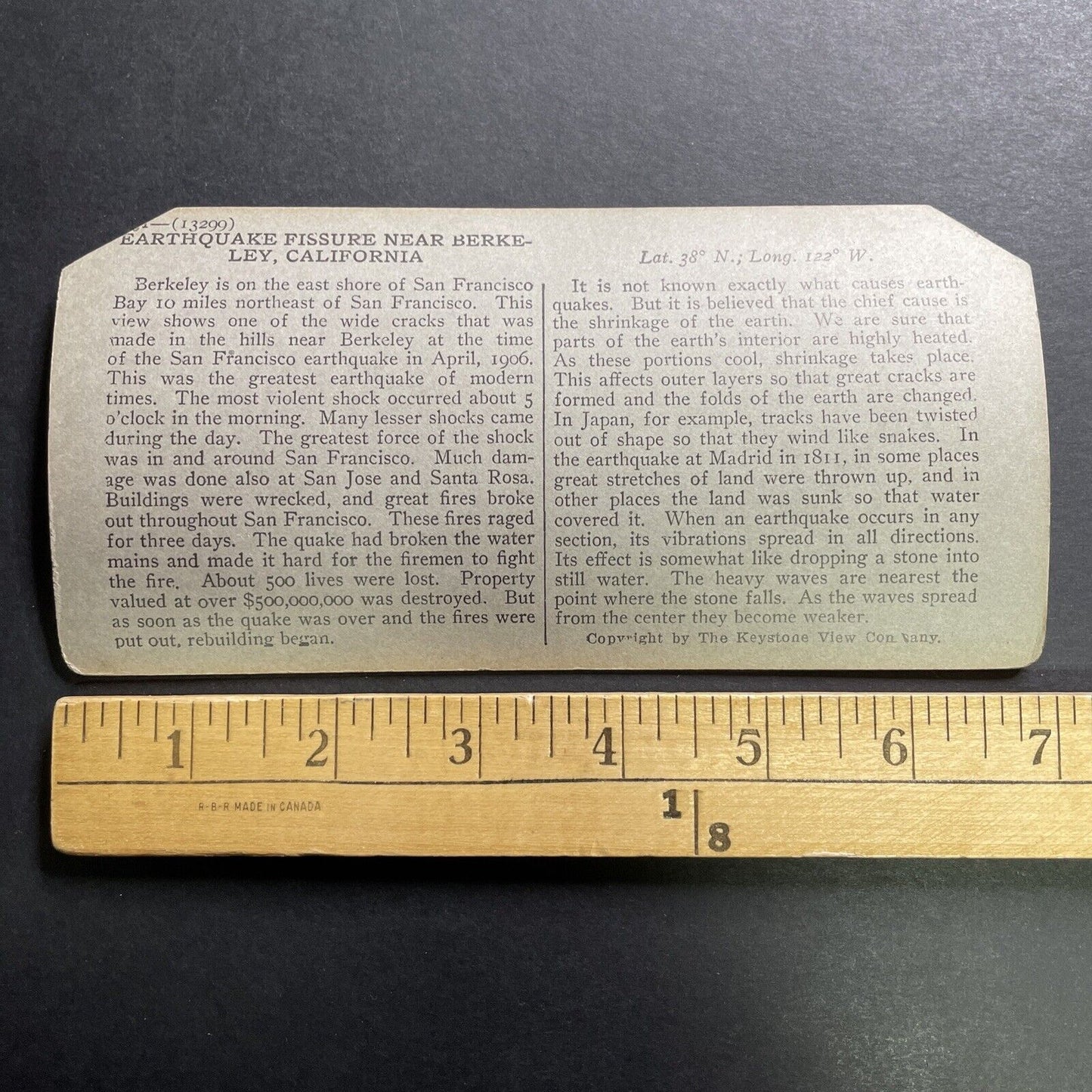 Antique 1906 Earthquake Fissure Berkeley California Stereoview Photo Card P1394