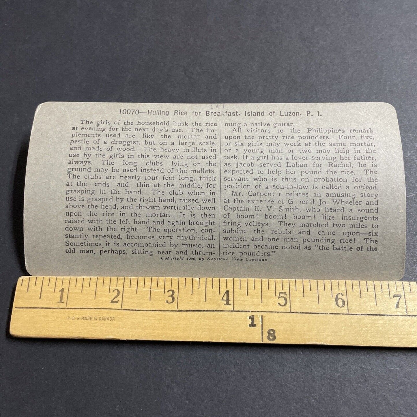 Antique 1906 Luzon Tribal Women Thresh Rice Stereoview Photo Card P5513