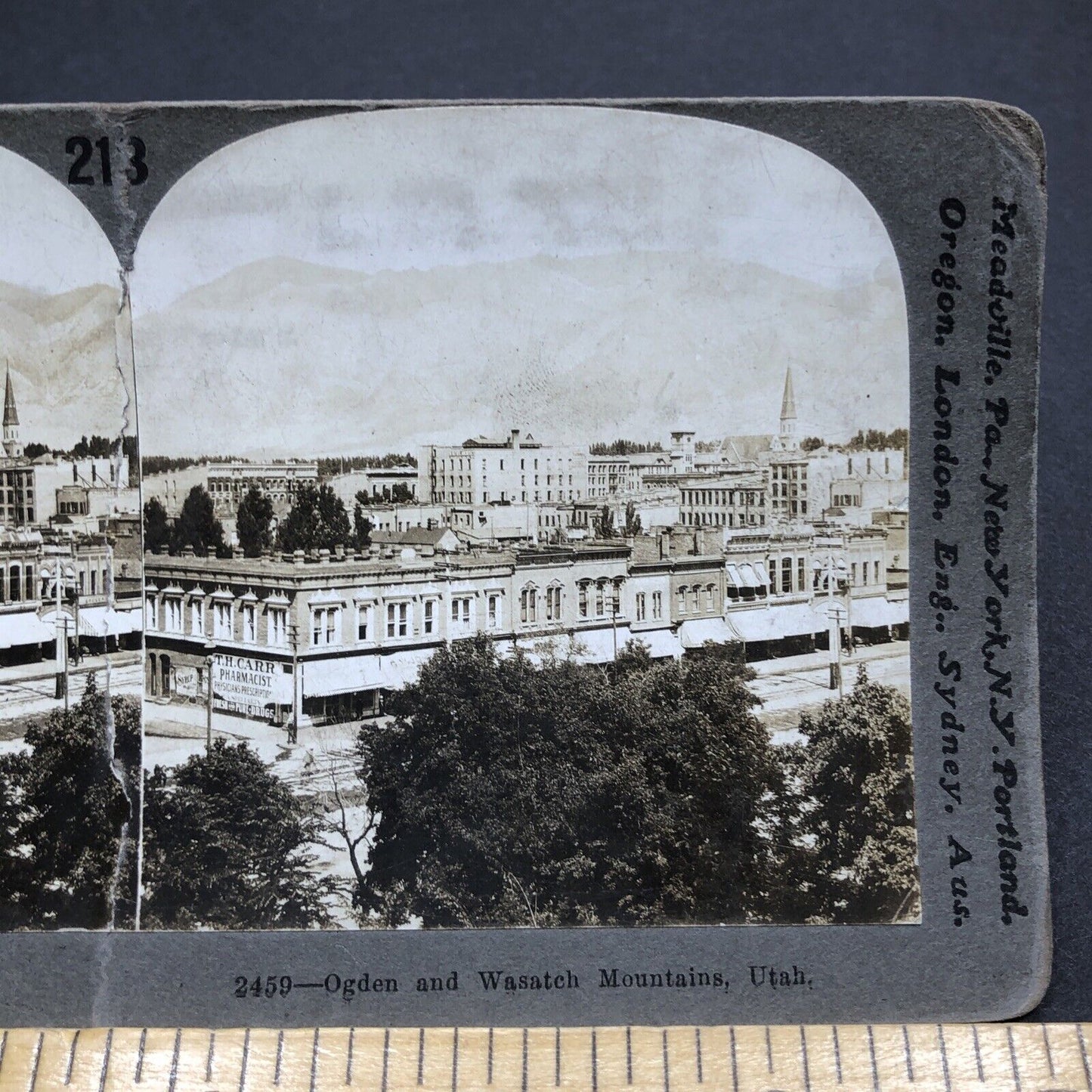 Antique 1909 City Of Ogden Utah Salt Lake City Stereoview Photo Card P2052