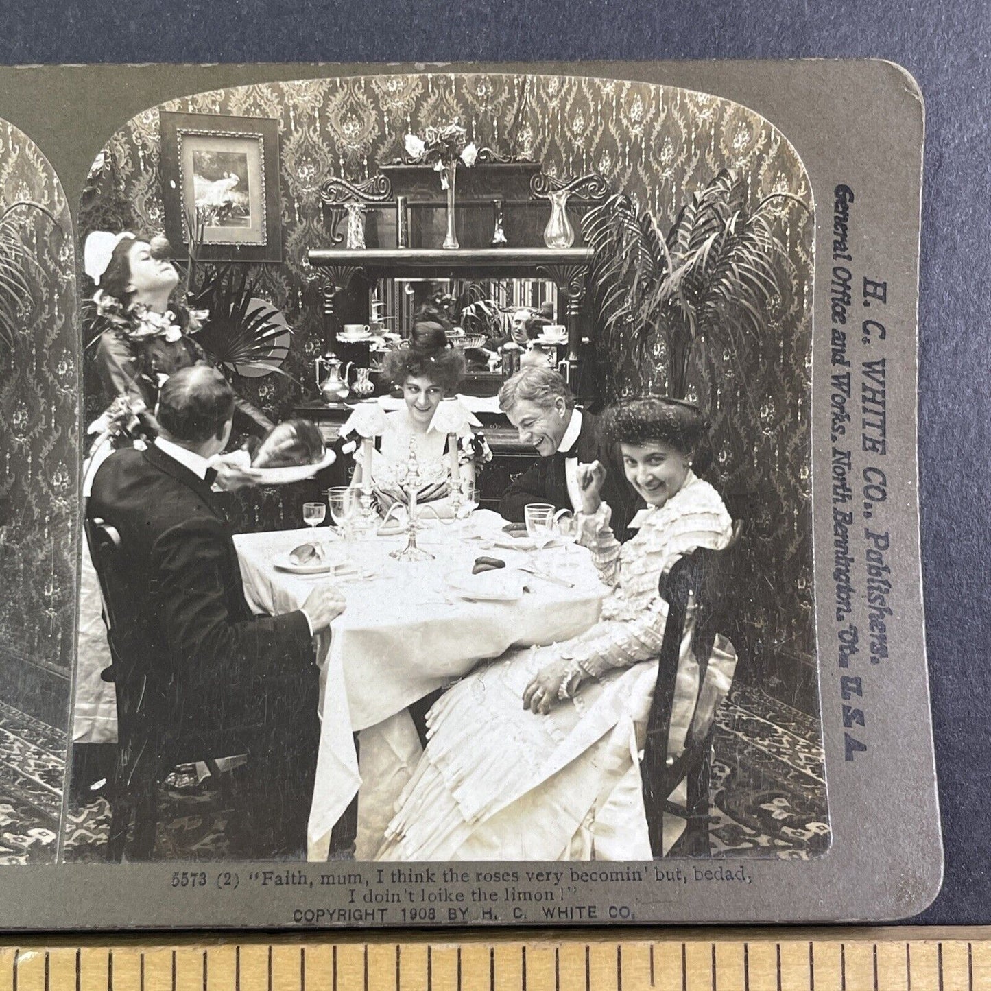 Maid Balances a Turnip on her Nose Stereoview Antique c1903 Y1222
