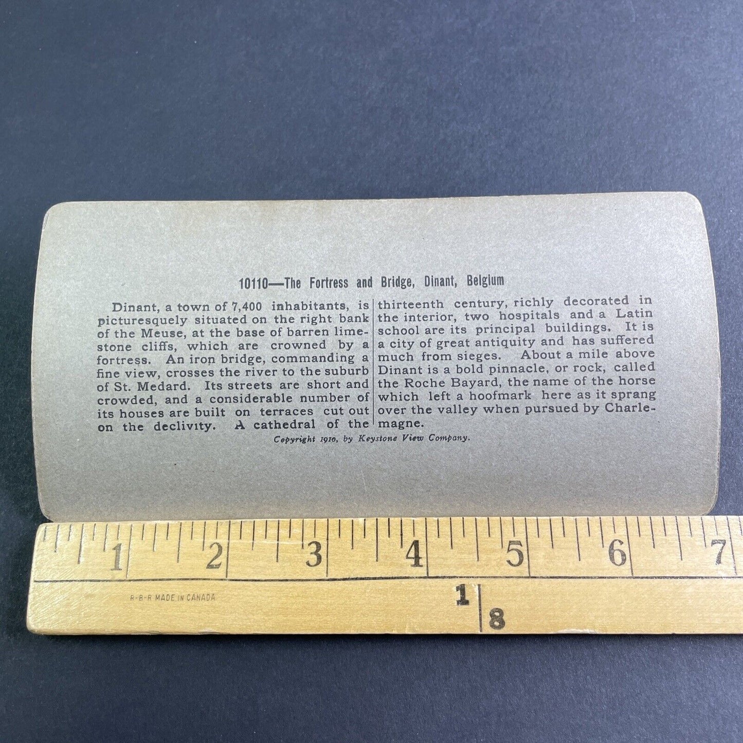 Antique 1900 Dinant Belgium On The Meuse Stereoview Photo Card P2126