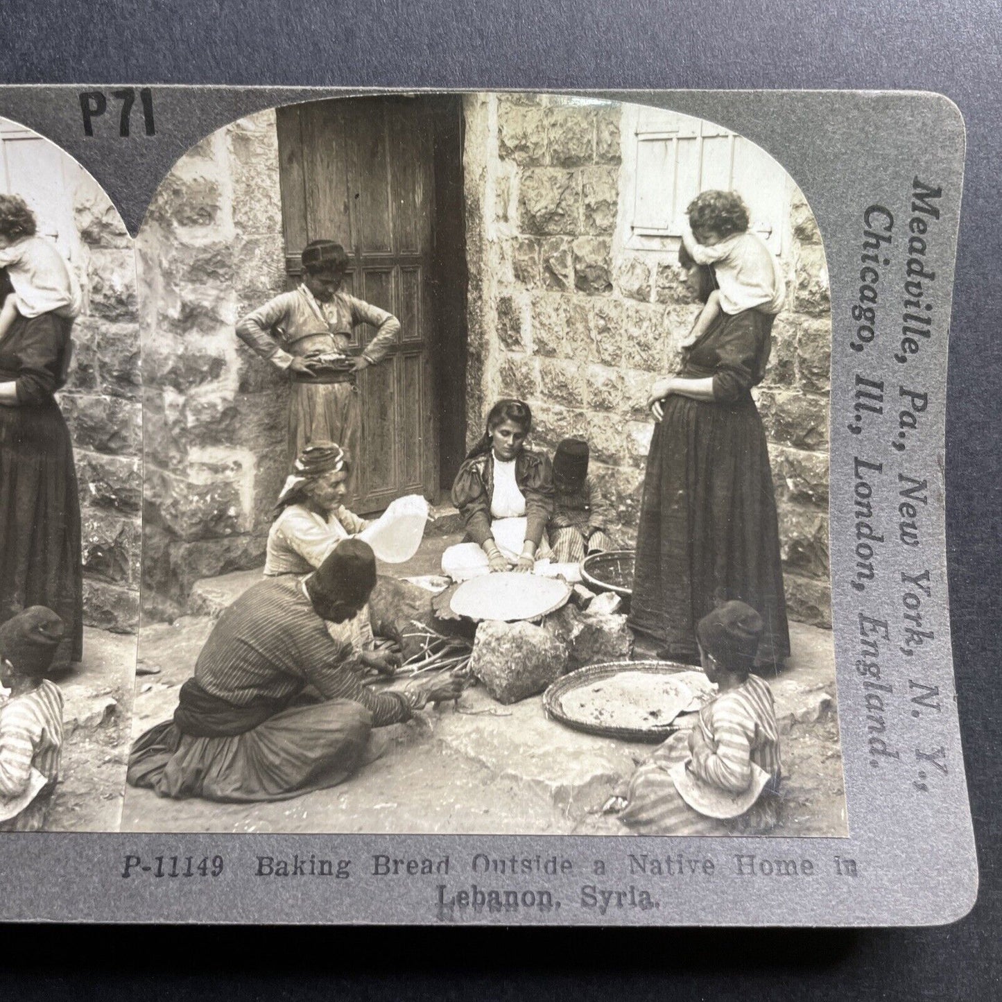 Antique 1909 Traditional Bread Making In Lebanon Stereoview Photo Card P1725