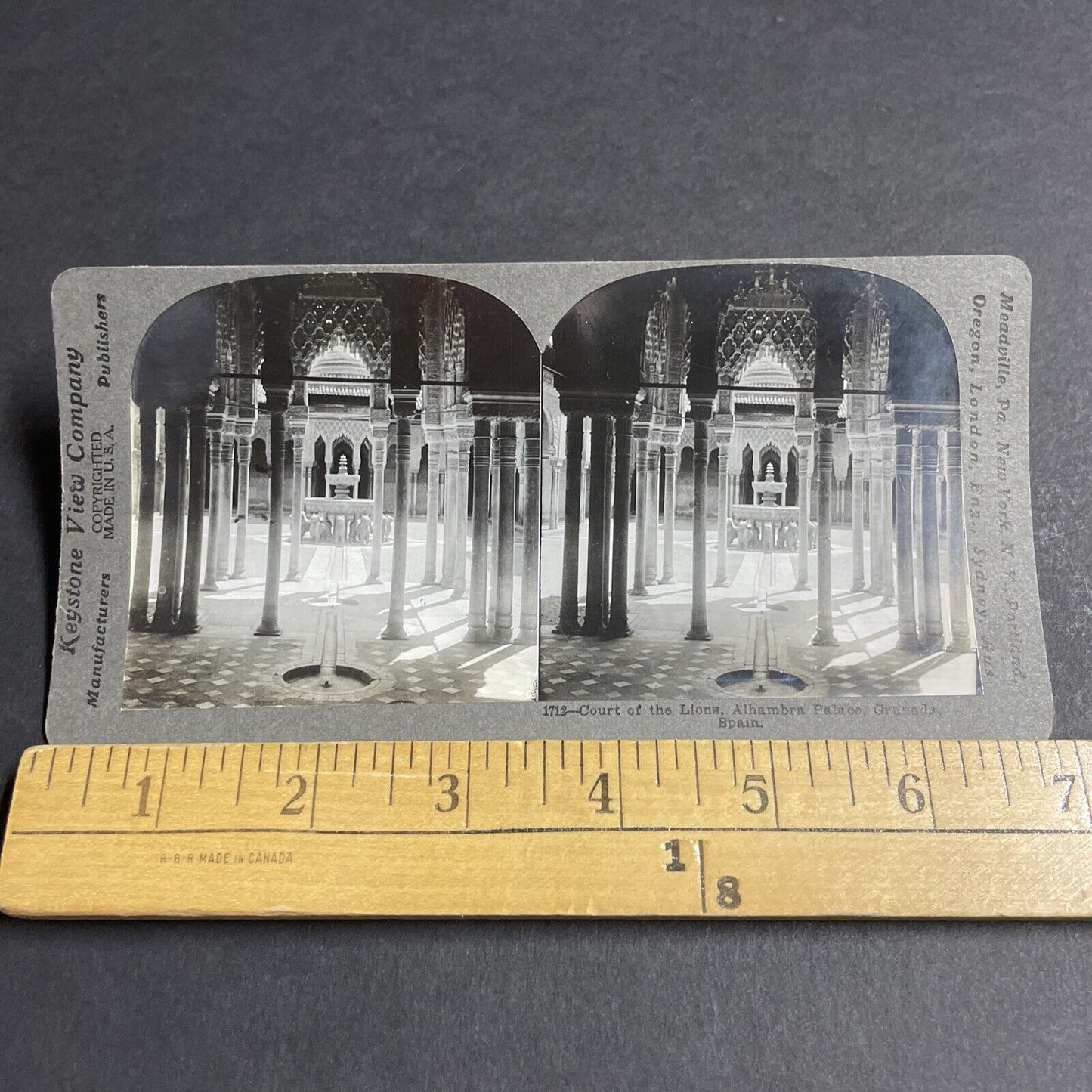 Antique 1909 Alhambra Palace Granada Spain Stereoview Photo Card P4671