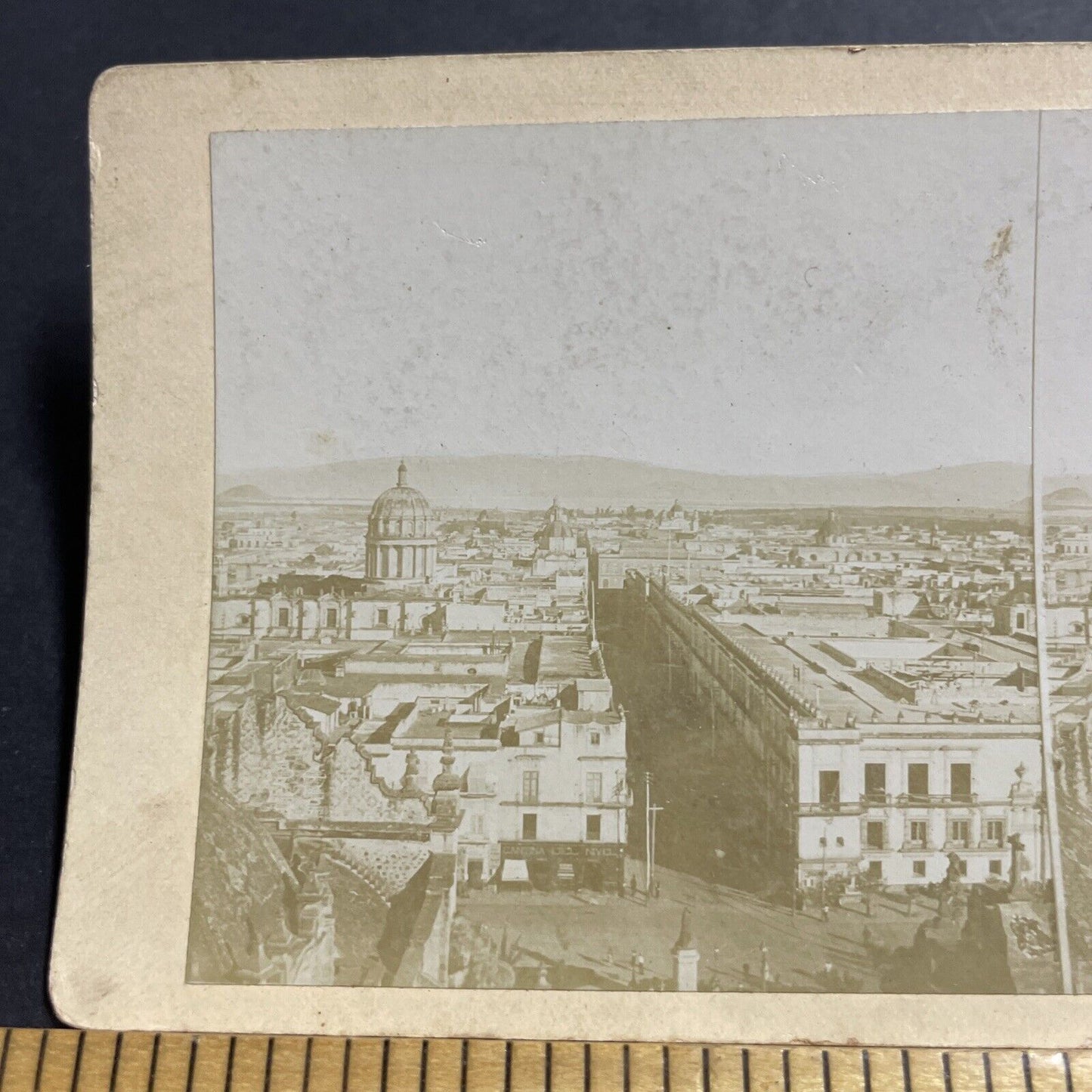 Antique 1880s Mexico City Mexico Main Street Stereoview Photo Card P5045